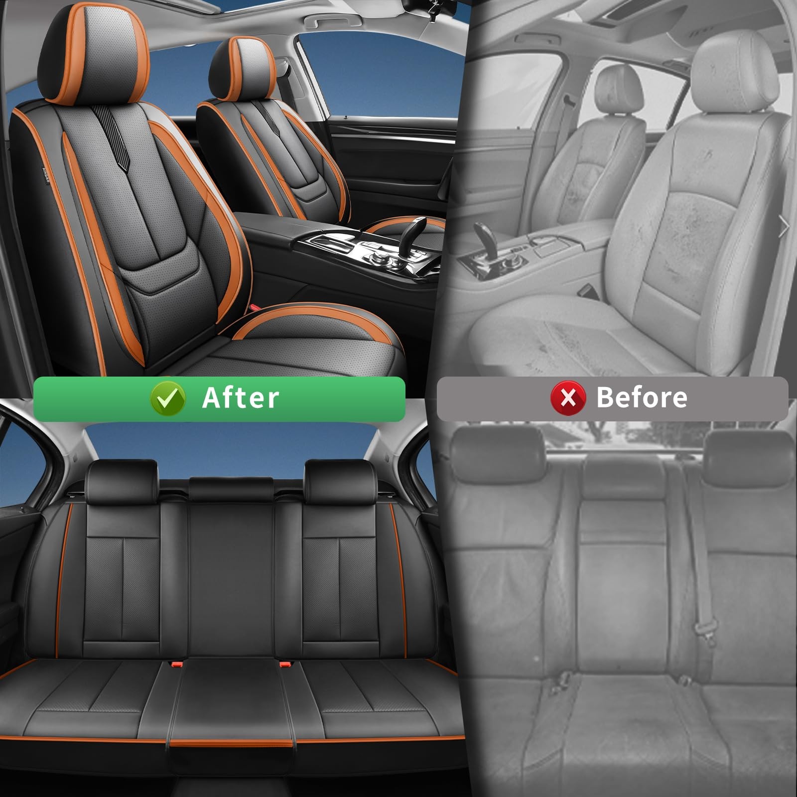 Car Seat Covers Chevy Malibu 2009-2026 2PCS Front Black-Brown Leather Airbag