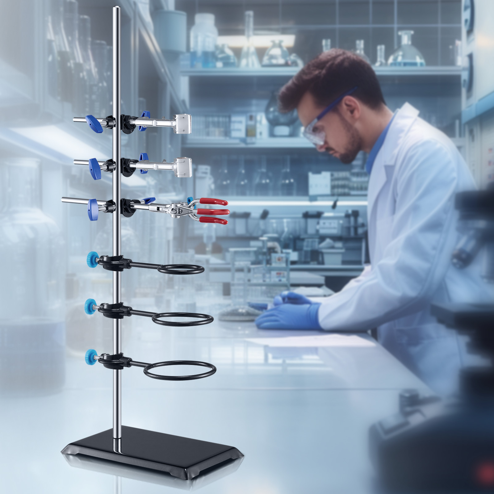 VEVOR Lab Stand Support Laboratory Retort Support Stand 23.6″ Rod With Clamps
