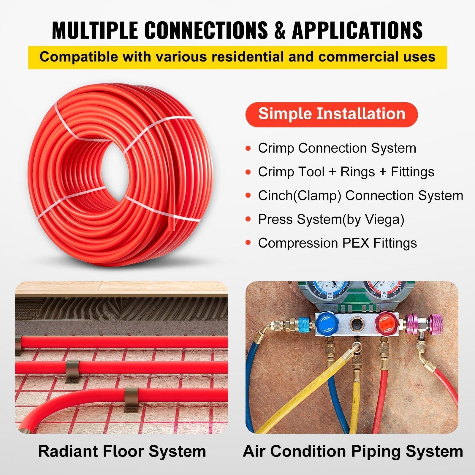 Pipe, 1 Inch x 500 FT Tubing, Non Oxygen Barrier Red -B Pipe,