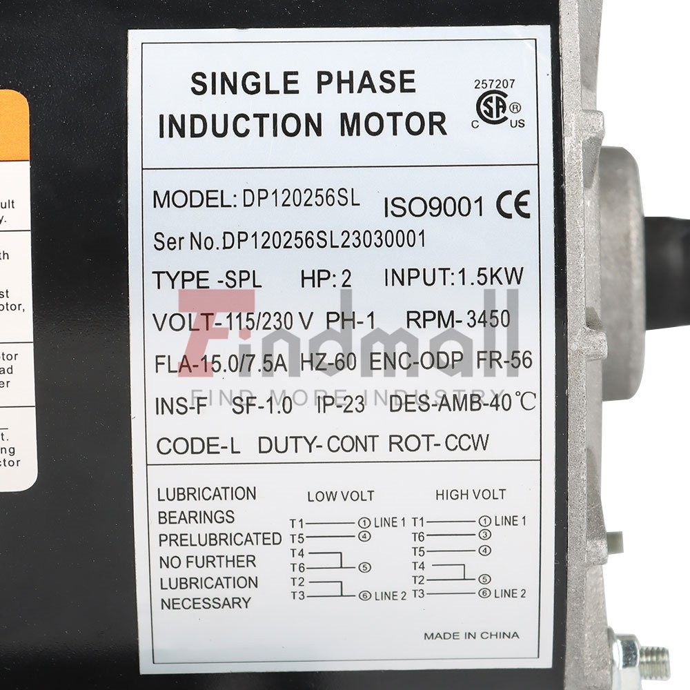 2HP SPL Compressor Duty Electric Motor 3450 RPM 56 Frame 5/8″ Shaft 115/230V New