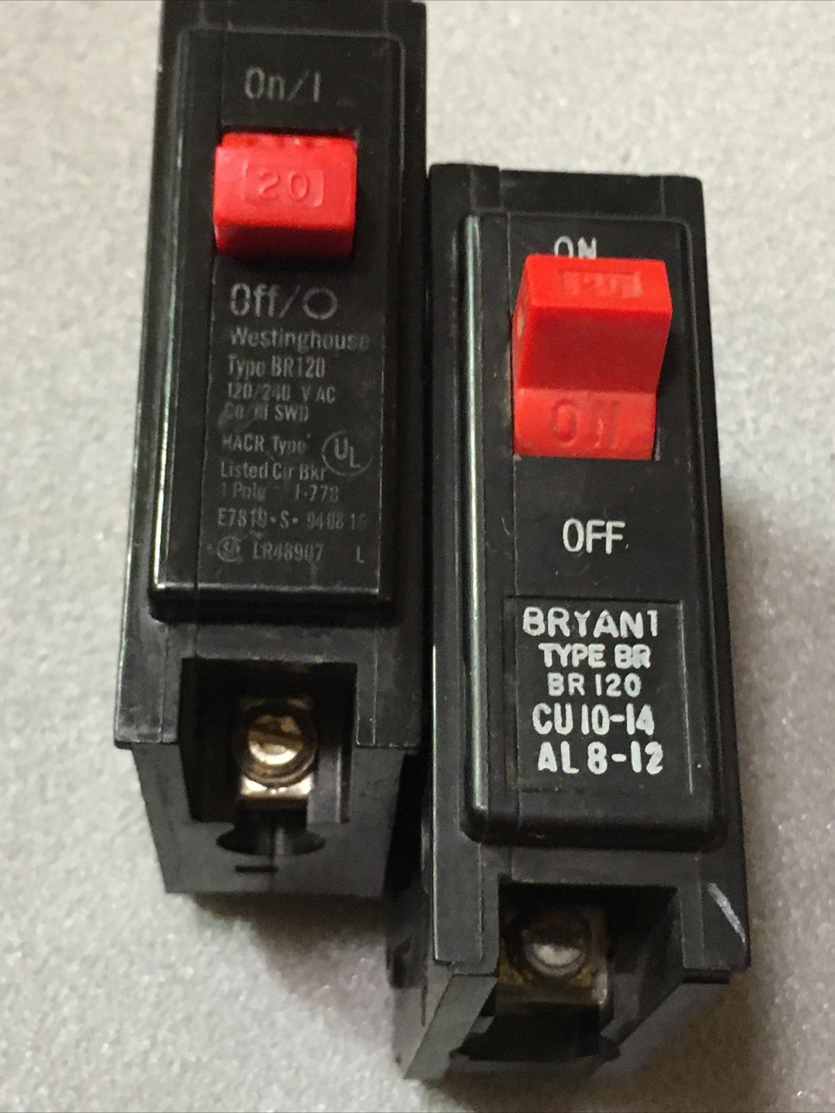 BRYANT WESTINGHOUSE BR120 C120 1 Pole 20 Amp Circuit Breaker – Red Handle