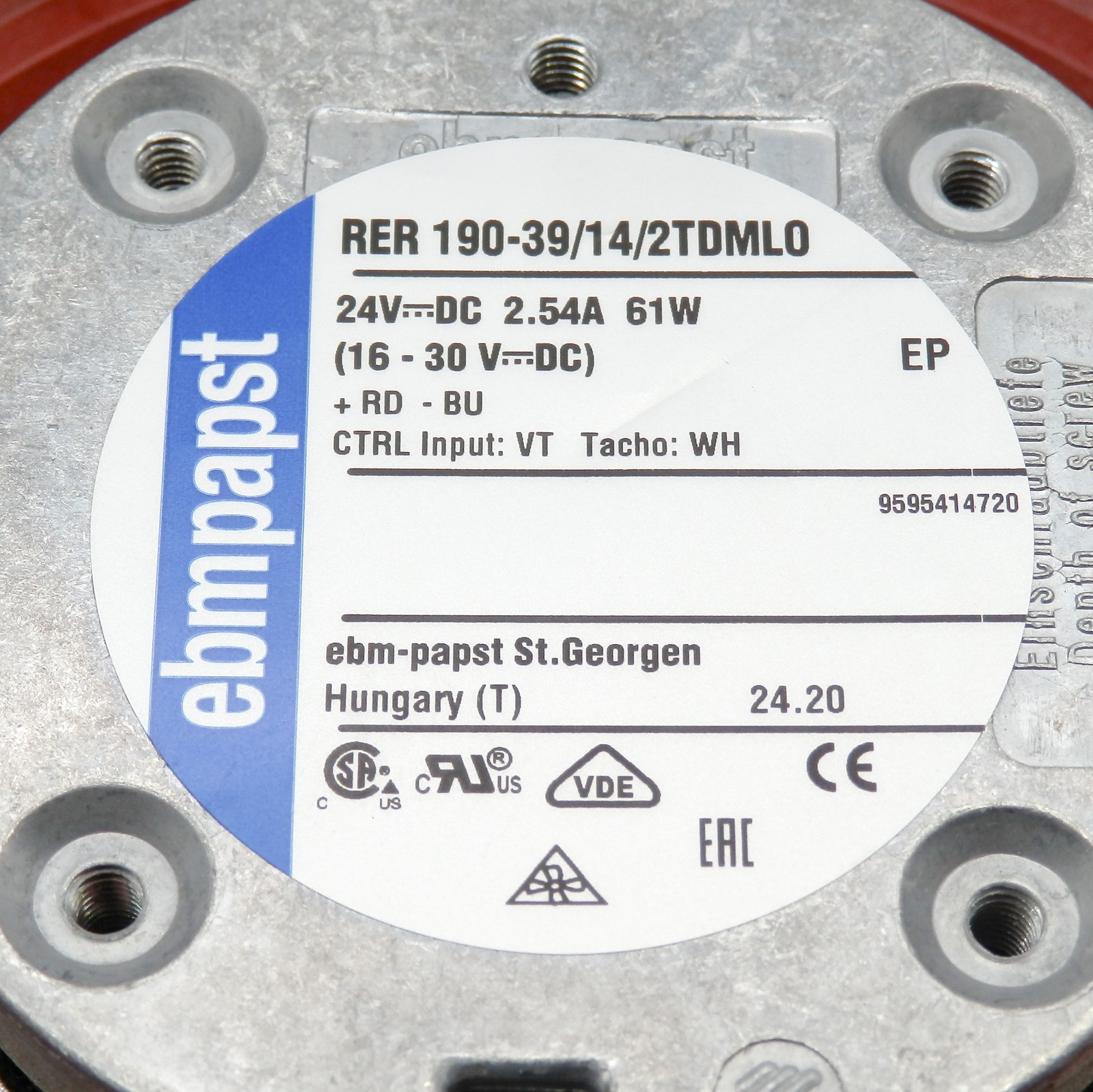 ebmpapst RER190-39/14/2TDMLO 61W 24VDC Centrifugal Axial Blower Fan