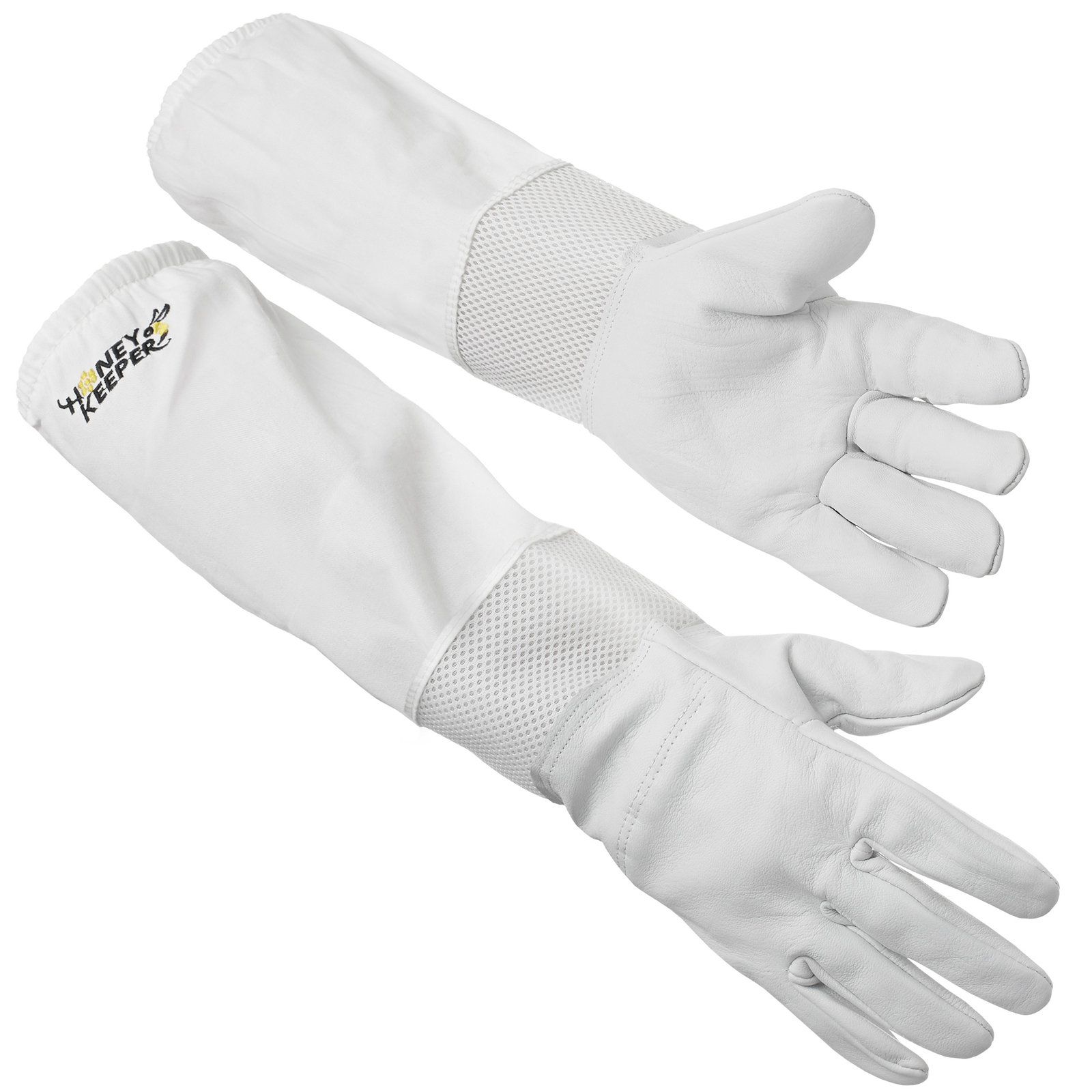 Beekeeping Ventilated Gloves Goatskin Leather, Canvas Sleeve Elastic Cuff, Sm