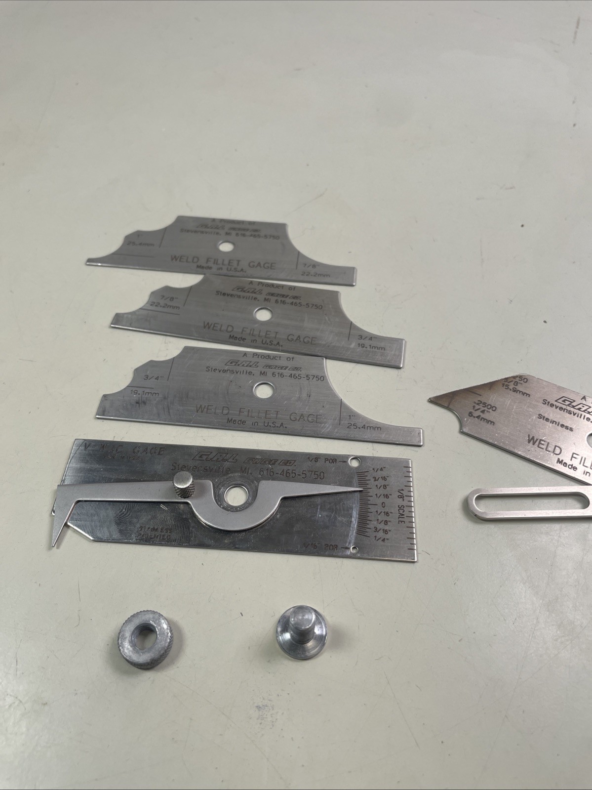 G.A.L. Gage Co. – V-Wac Gauge Weld Fillet Gages 1” 7/8” 3/4” 5/8” 1/4” USA Used