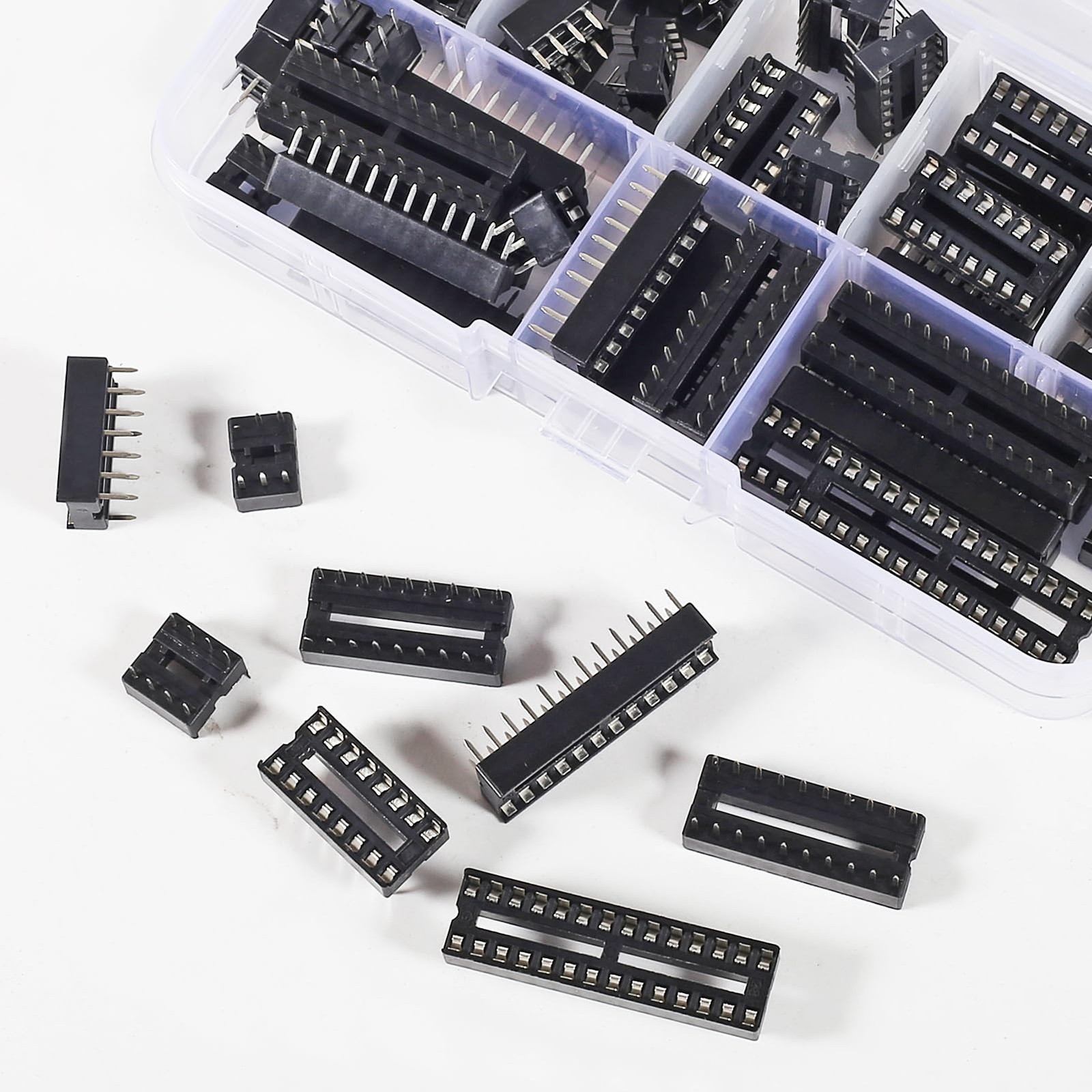 66PCS DIP IC Sockets Adaptor Solder Type Socket Kit 6 8 14 16 18 20 24 28 Pin DI