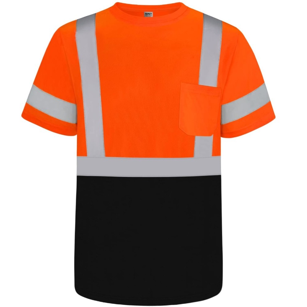 Short Sleeve Safety Shirt for Work, Construction Hi-Visibility Reflective QTY: 5