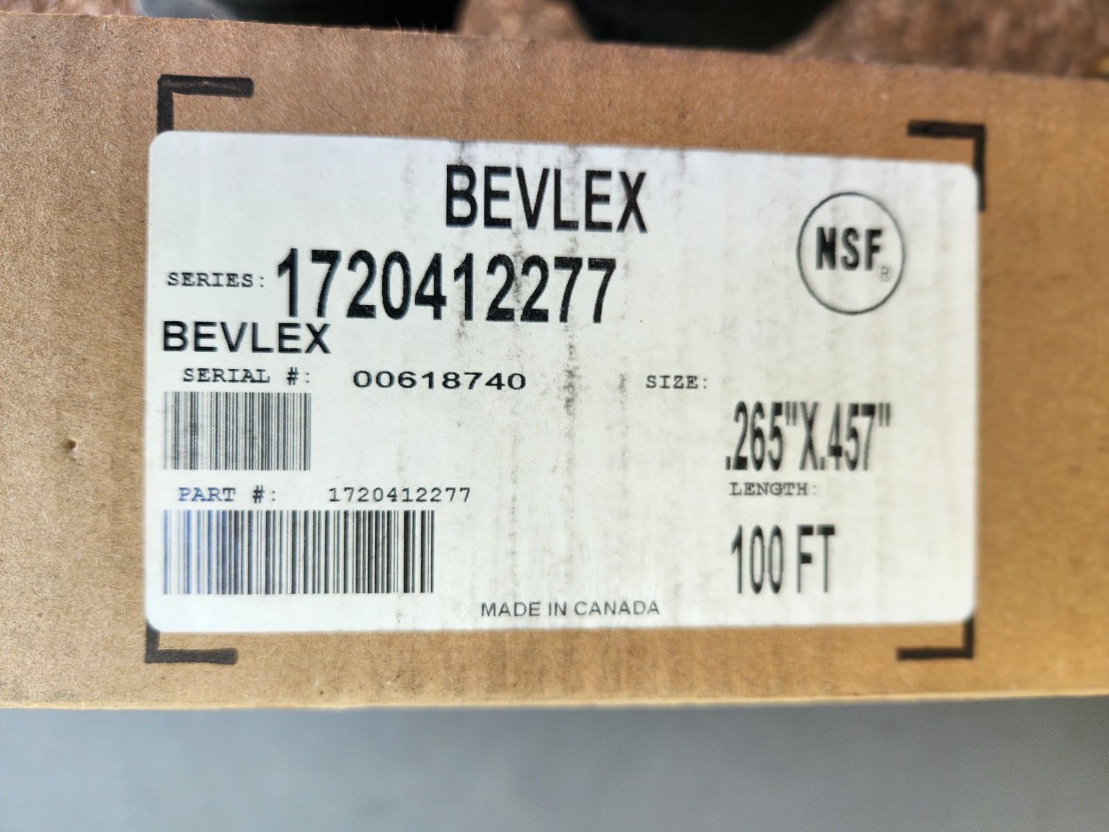 Bevlex Bev-Flex Beverage Hose .265″x.457″ 100′ Part Number 170-04122-77 BEVFLEX