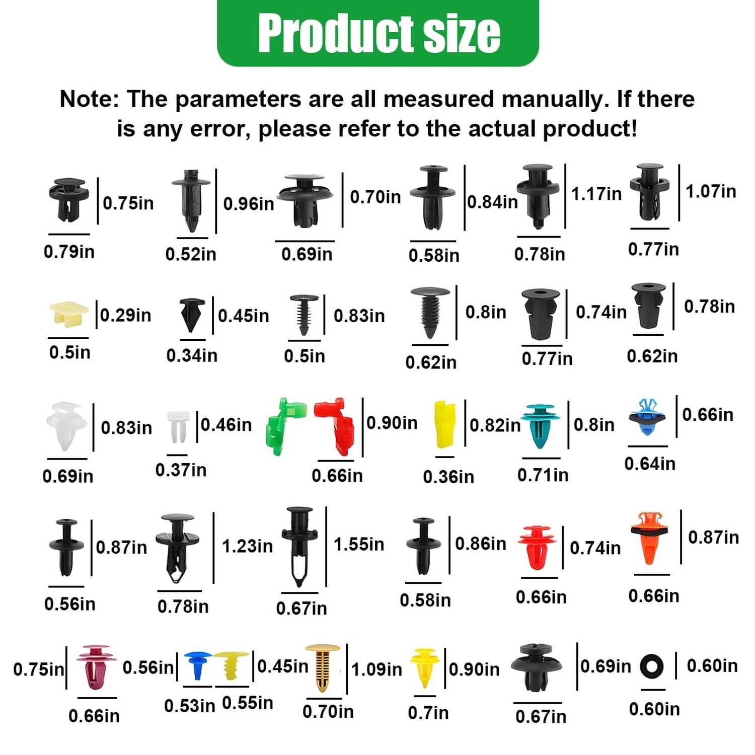 1240PCS Car Push Retainer Clips & Fasteners Kit – 32 Universal Sizes Nylon