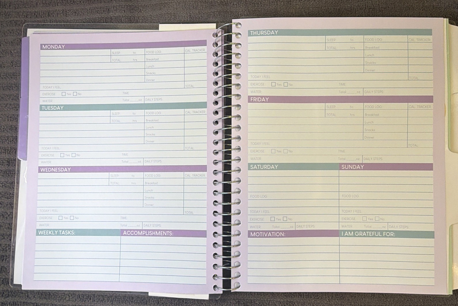 Pembrook 12 Month Wellness Planner Fitness Workout Tracker Book Journal Undated