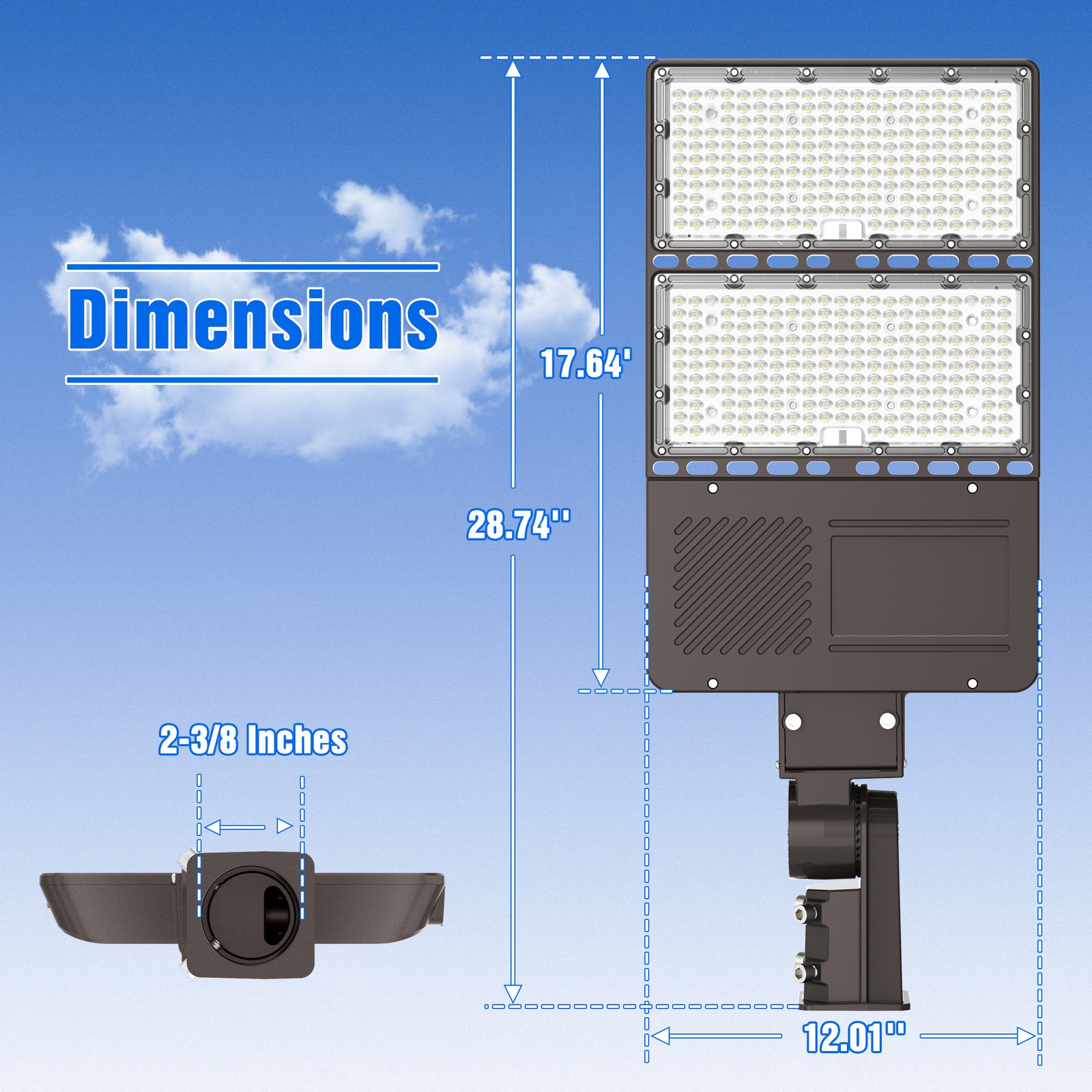 320W LED Parking Lot Lights Adjustable Slip Fit Outdoor Commercial Stadium Light