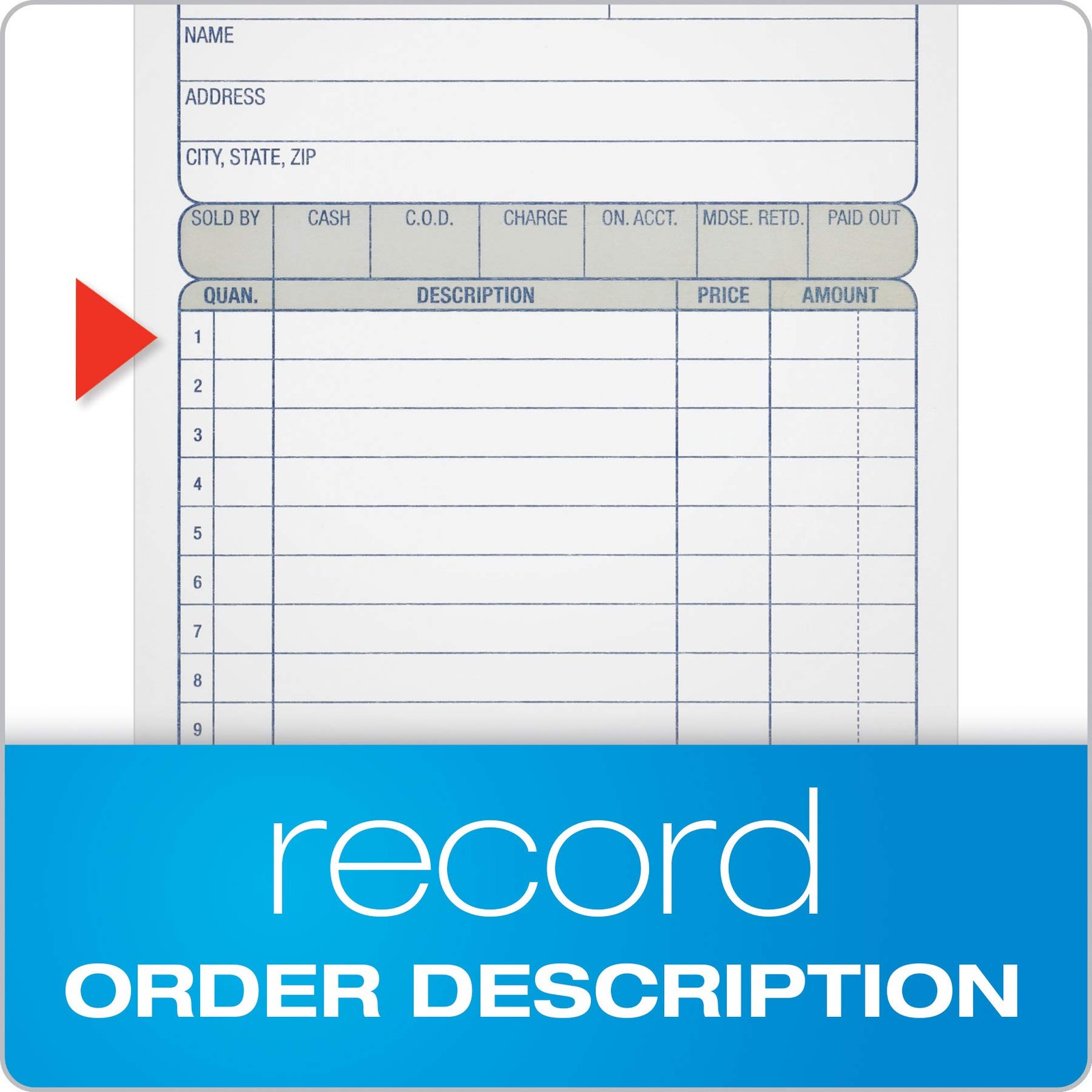 Adams Sales Order Book, 2-Part, 50 Count (Pack of 1), White/Canary