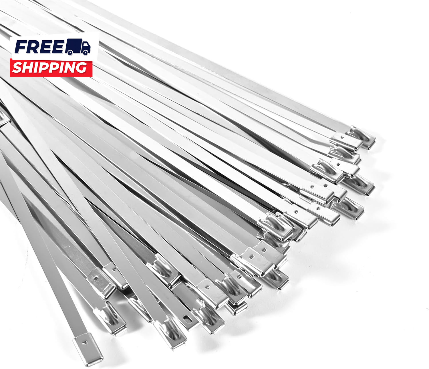 100 Pack Metal Zip Ties 11.8 Inch Heavy Duty 304 Stainless Steel Locking Cable