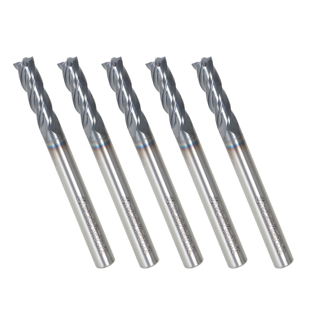 5Set 3/16″ 4 Flute 2″ Overall Length Regular Carbide End Mill TiALN COATED New