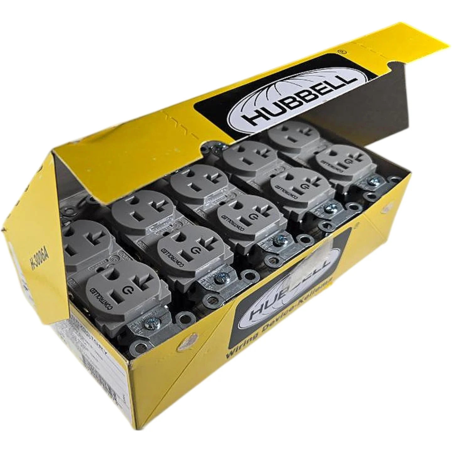 Hubbell BR20C1GRY 20A 125V NEMA 5-20R Half-Controlled Duplex Receptacle 10PK