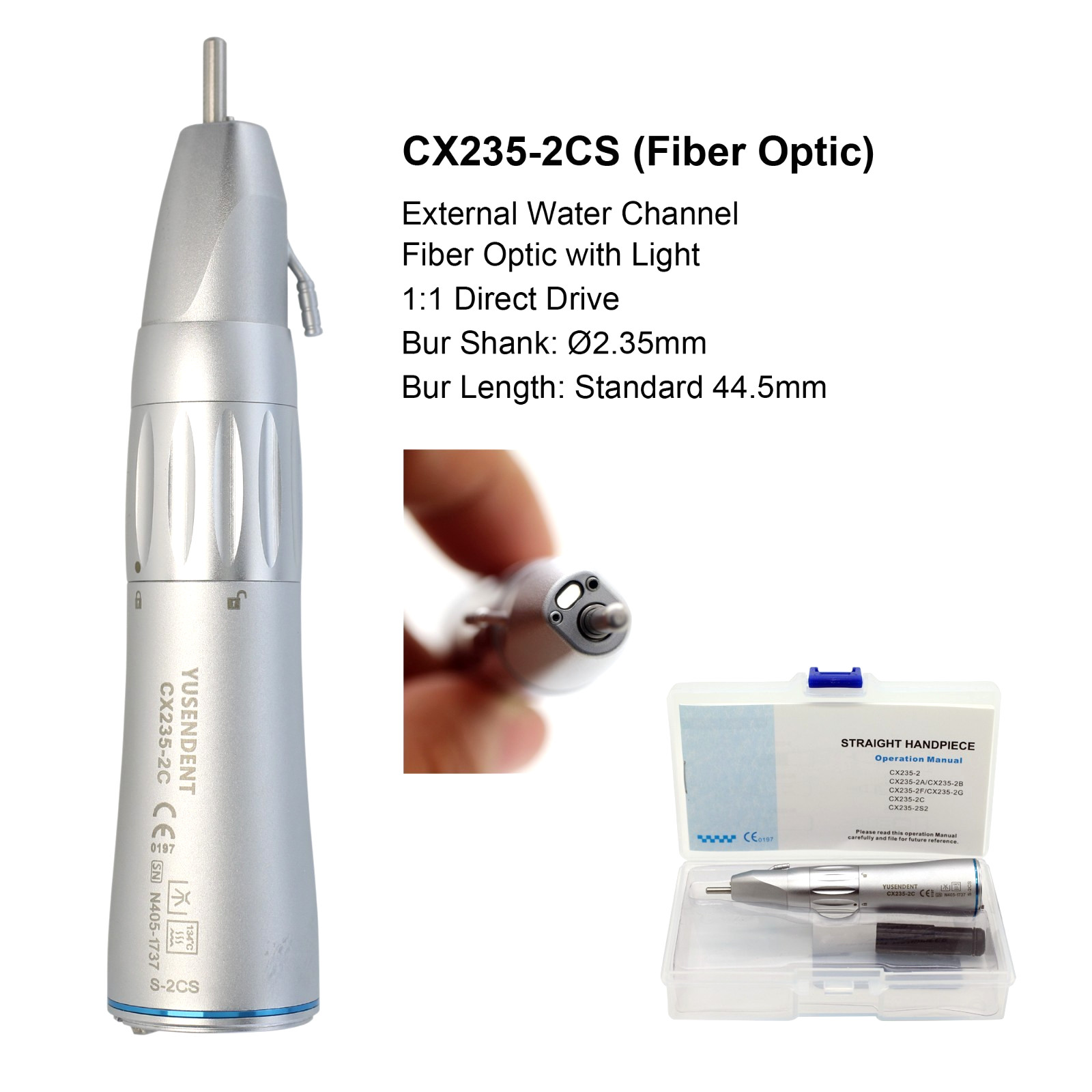 COXO 1:1 Dental Handpiece Surgical Straight Nose 20° Angle Fiber Optic LED CX235
