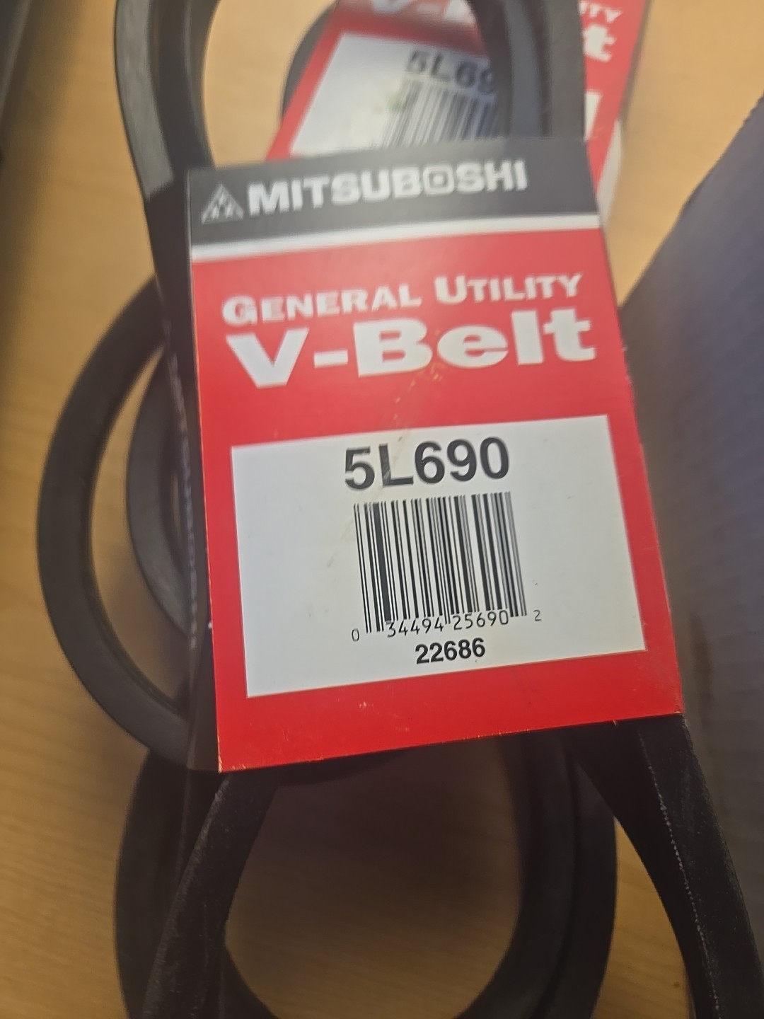 Mitsuboshi FHP 5L690 All Utility V-Belt 0.63in. W X 69in. L /Fractional Motors