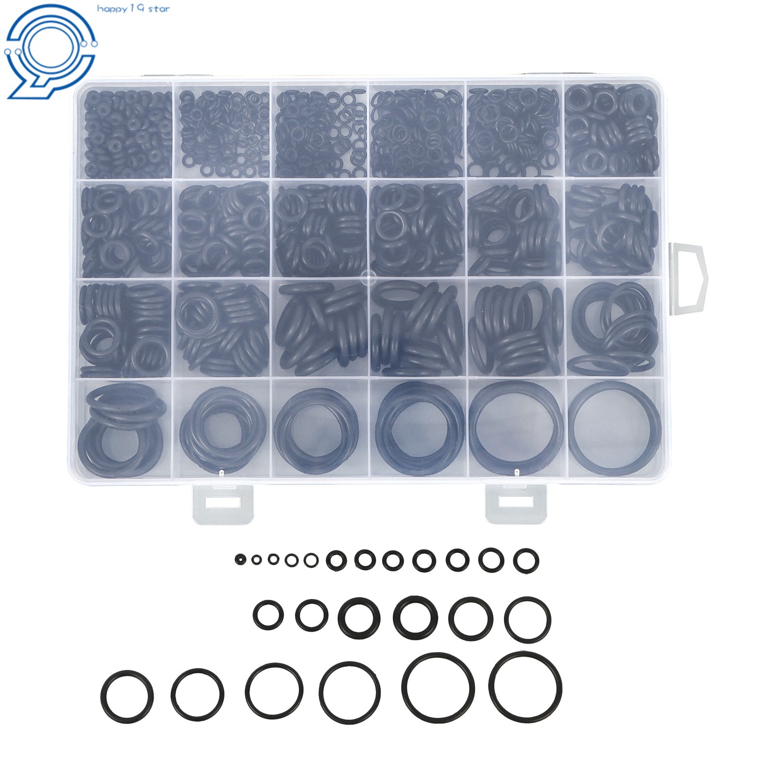 1020-Piece Nitrile Rubber O-Ring Assortment, 20 Sizes Resists Oil and Heat