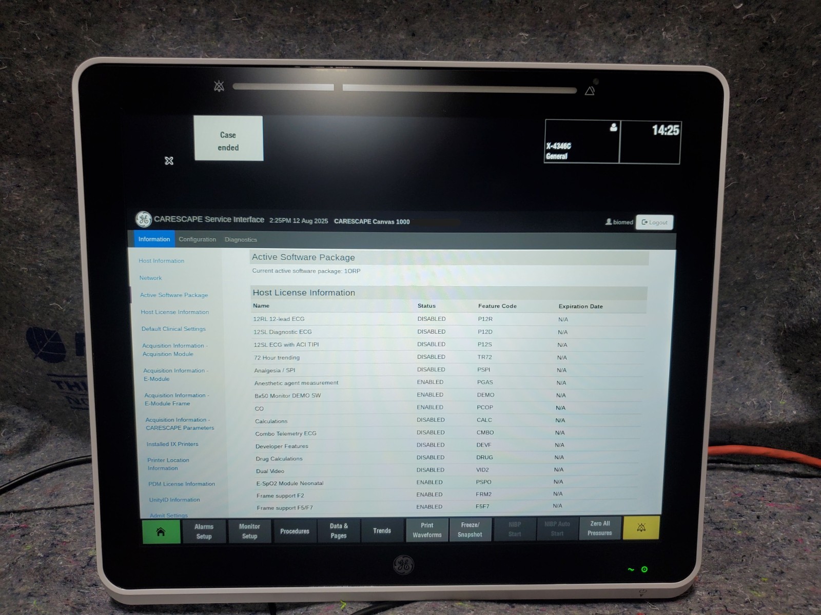 GE Carescape Canvas 1000 Patient Monitor 2024 5876727