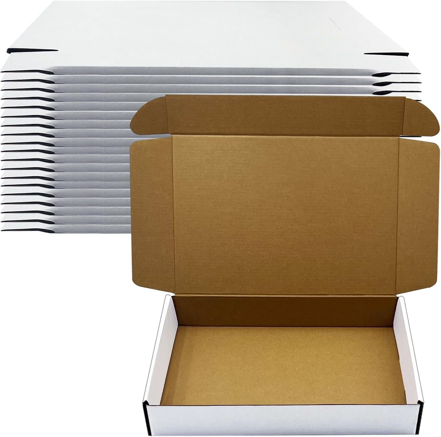 White 13X9X2 Inch Shipping Boxes Pack of 25, Corrugated Cardboard Boxes for Smal