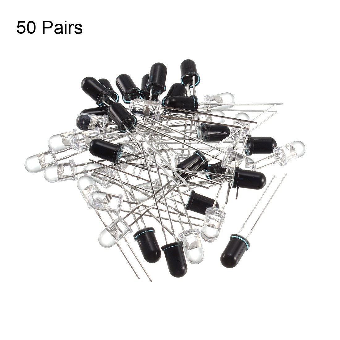 50Pair 5mm 940nm LEDs Infrared Emitter and IR Receiver Diode DC1.2V