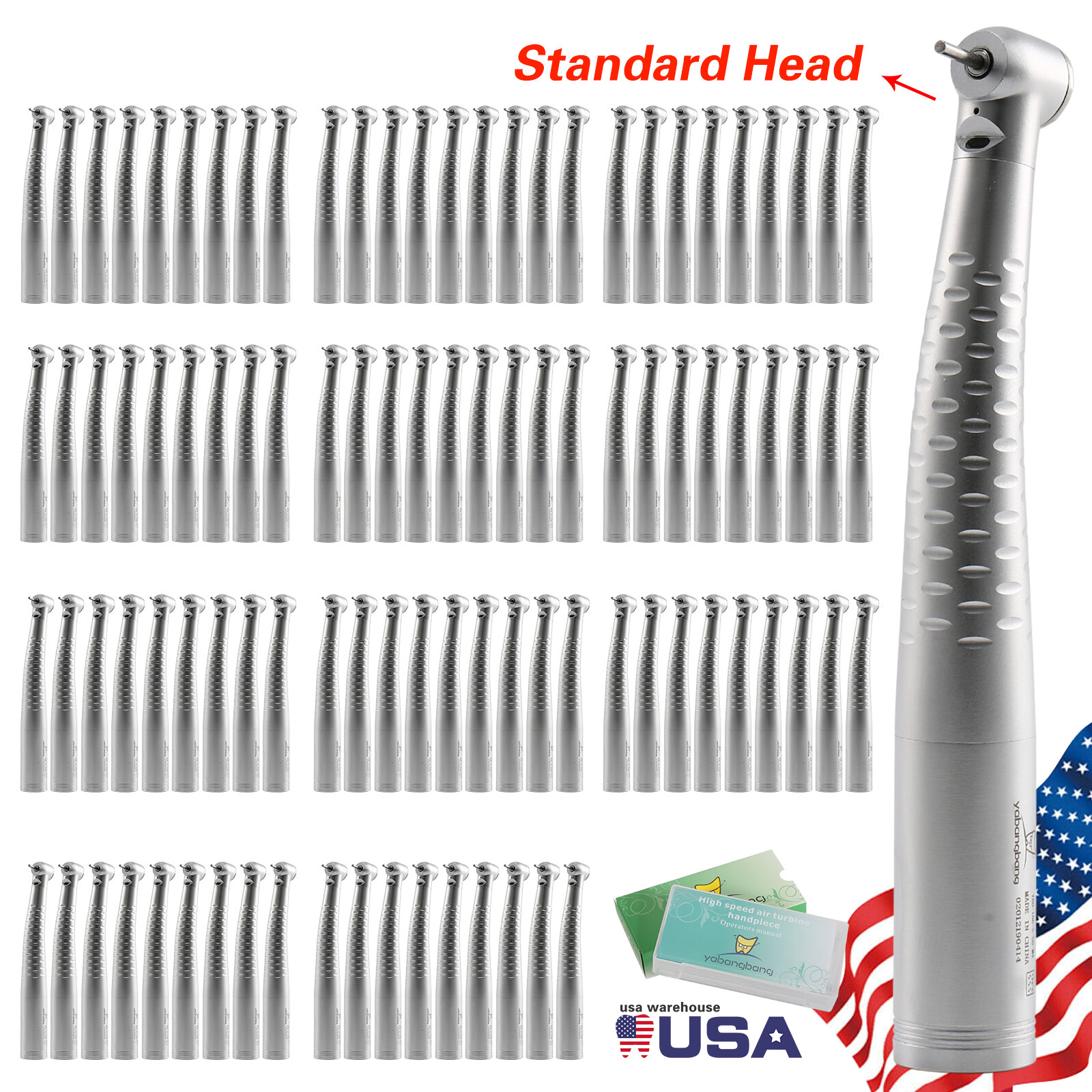 1-100 USA Dental High Speed Fiber Optic LED Handpiece Push fit KAV Coupling c12