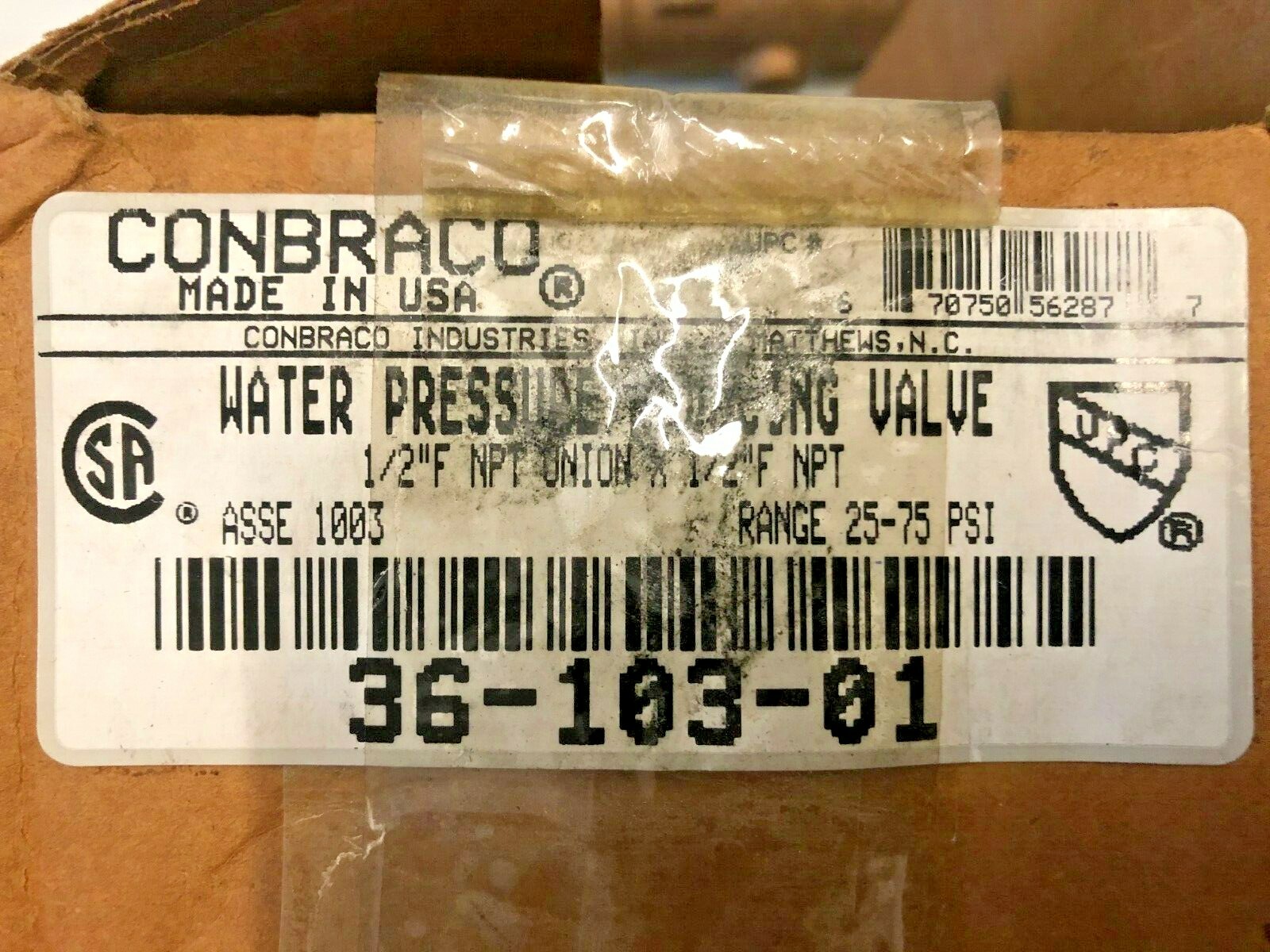 Conbraco No 36-103 Water Pressure Reducing Valve 1/2″ F NPT Union x 1/2″ F NPT