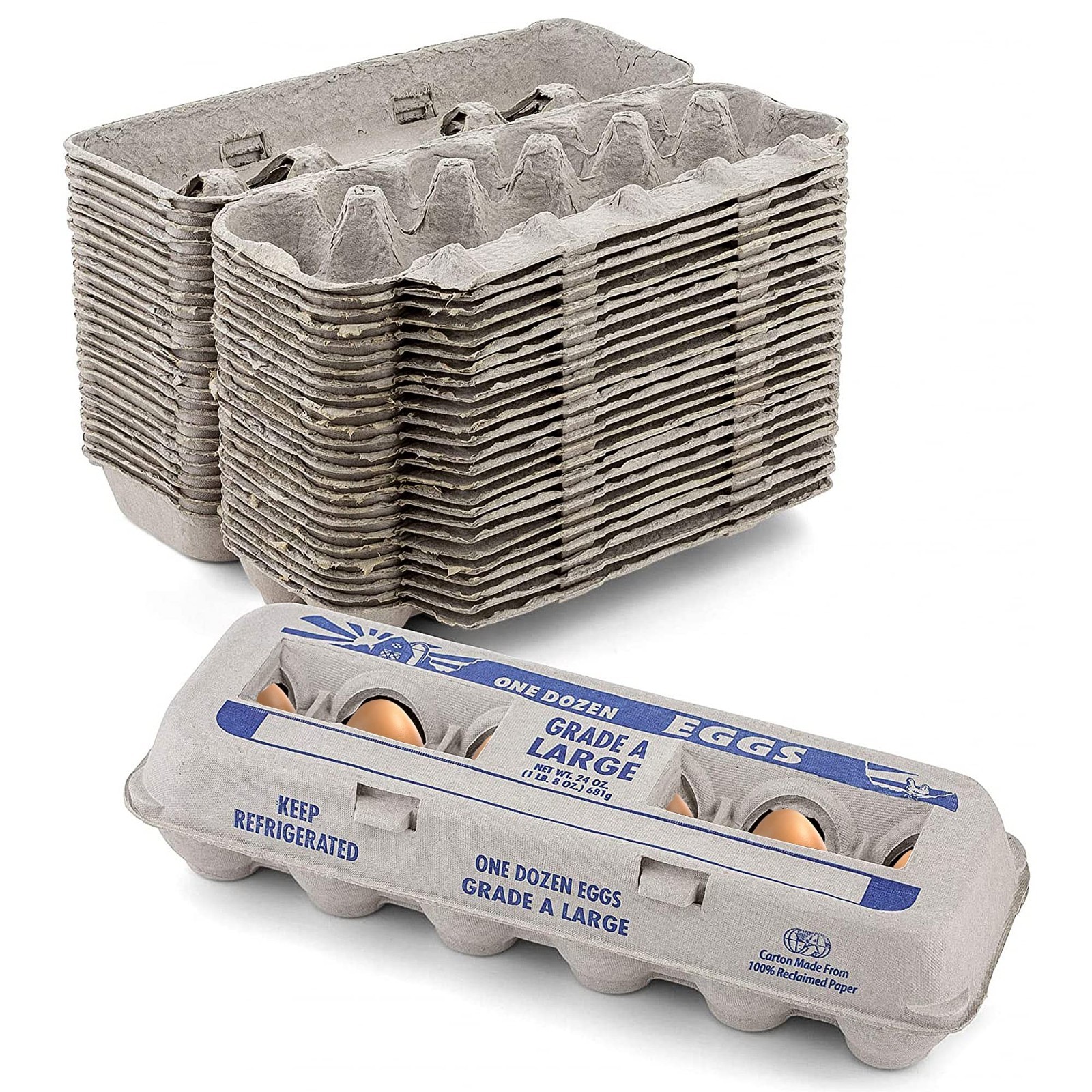 MT Products Printed Natural Pulp Paper Egg Cartons Holds Eggs 12 – Pack of 250