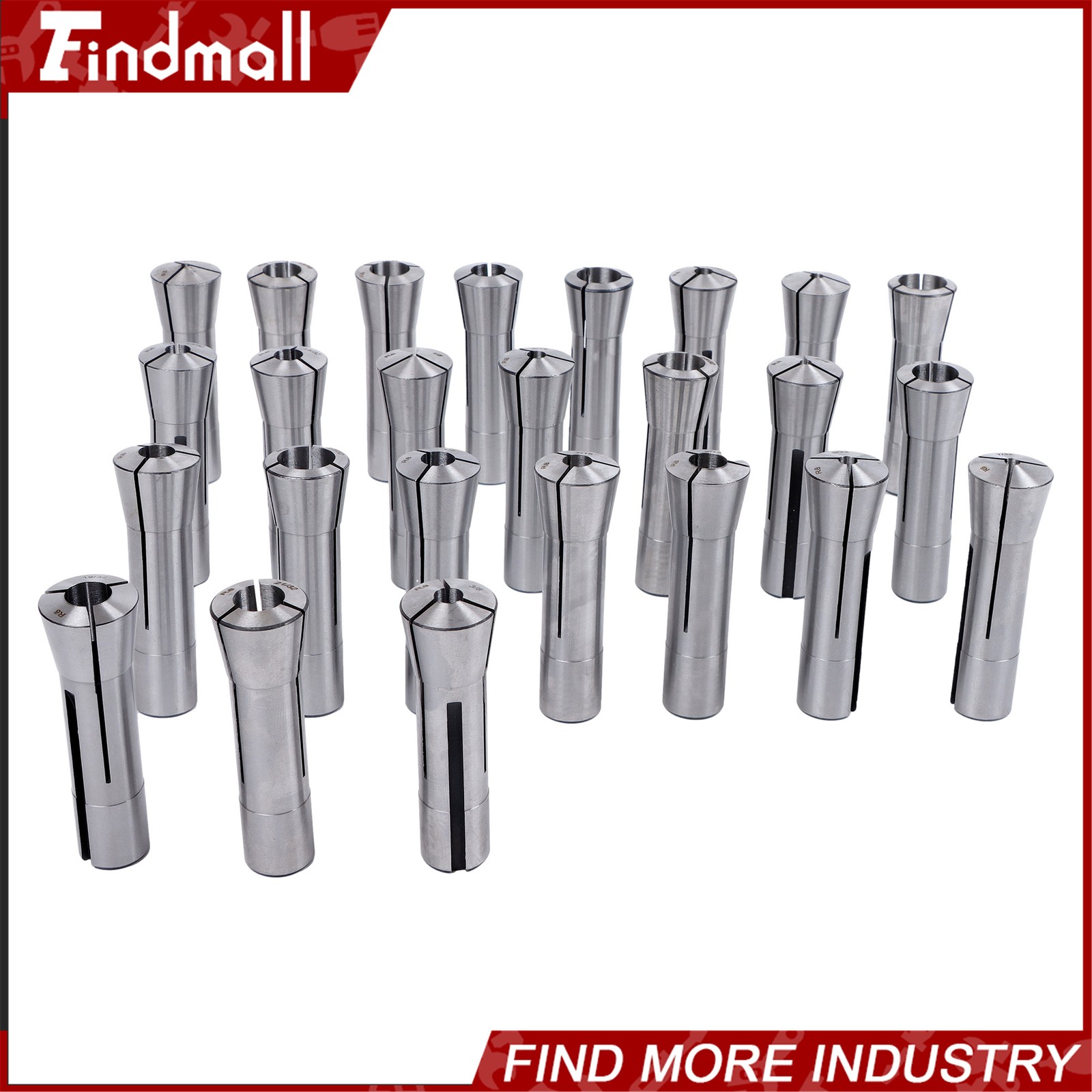 Findmall R8 Round Collet Set 25pc – 0.0005″ TIR Ultra Precision Industrial