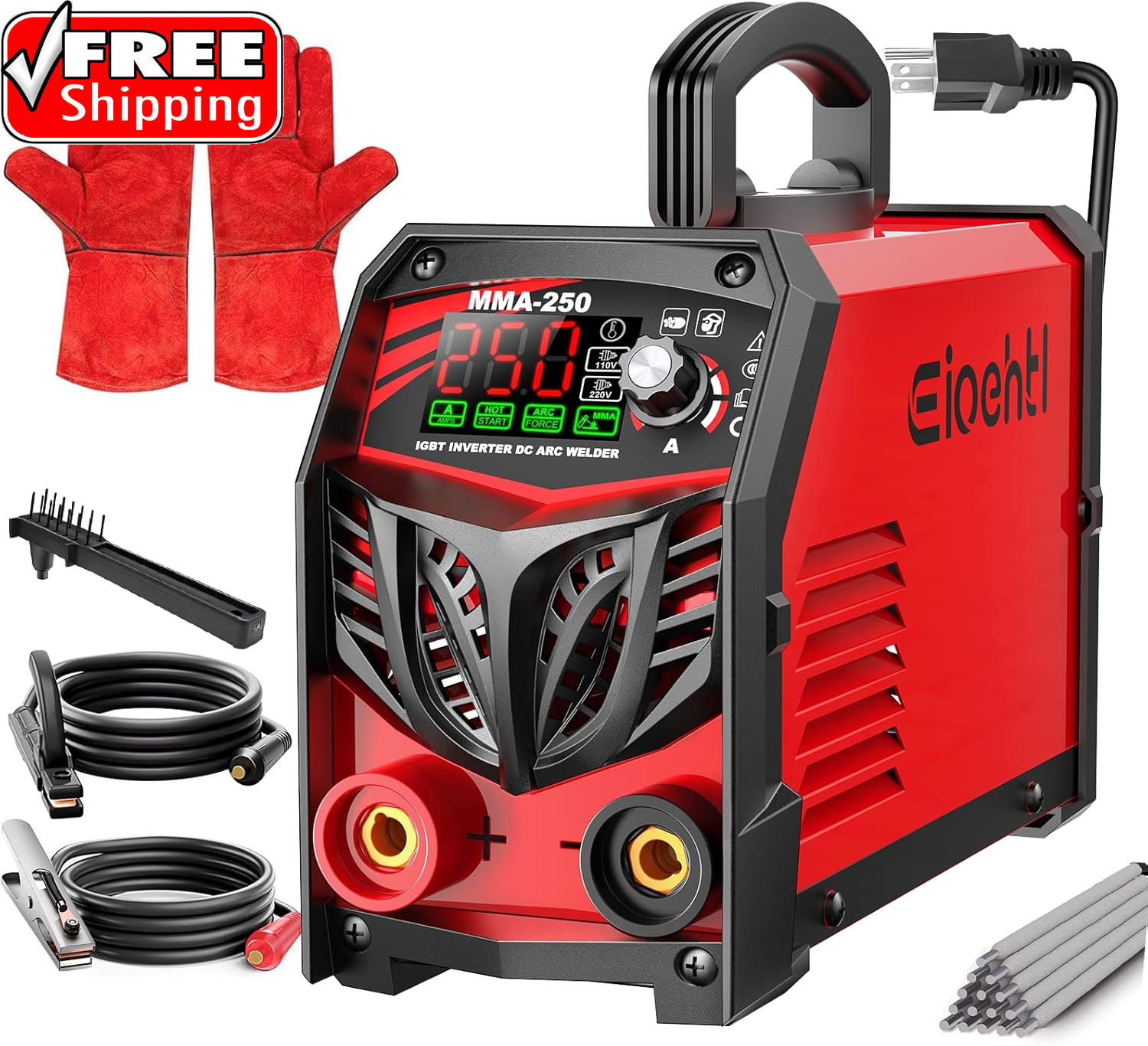 250Amp Stick Welder 110V/220V Dual Voltage, with LED Display ARC Welding Machine