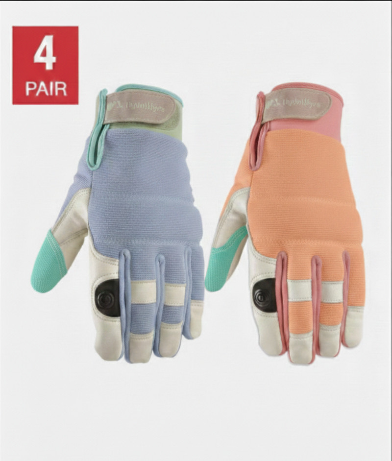 4 Pairs Wells Lamont Women’s HydraHyde Leather Work Gloves Select Size S M L