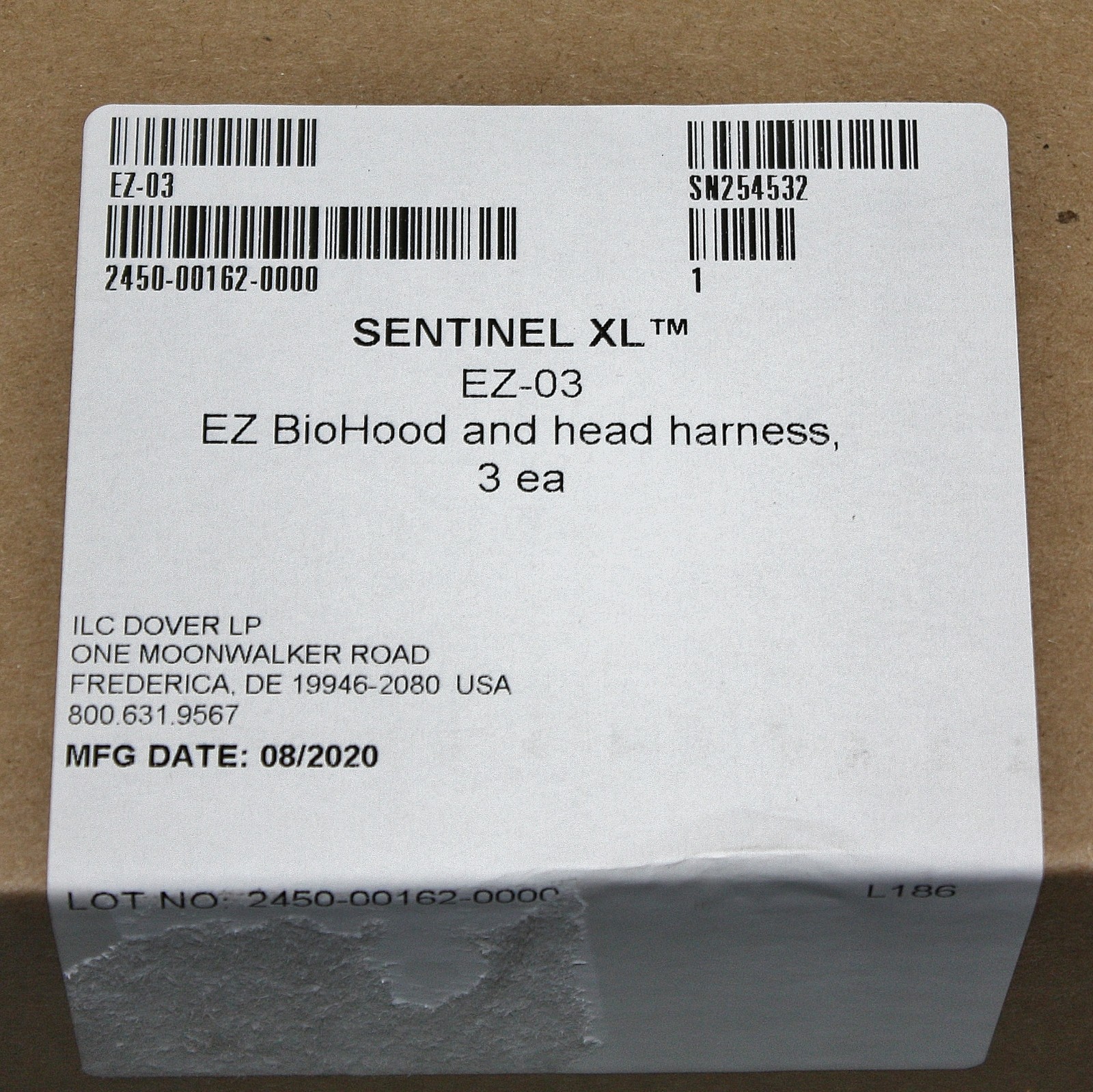 (3) ILC Dover Sentinel XL Respirator Hoods EZ-03, BioHood, Head Harness, PAPR