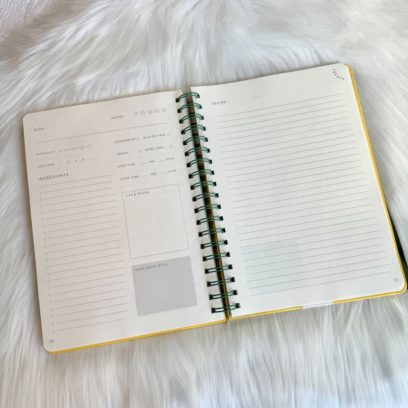 NEW Papier Yellow Recipe Journal Oranges Design Spiral Bound Notebook