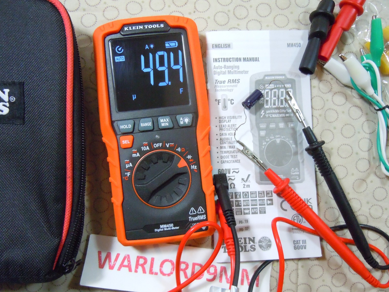 KLEIN TOOLS MM450 TRMS MULTIMETER WITH ACCESSORIES + KLEIN CASE – 0208304.
