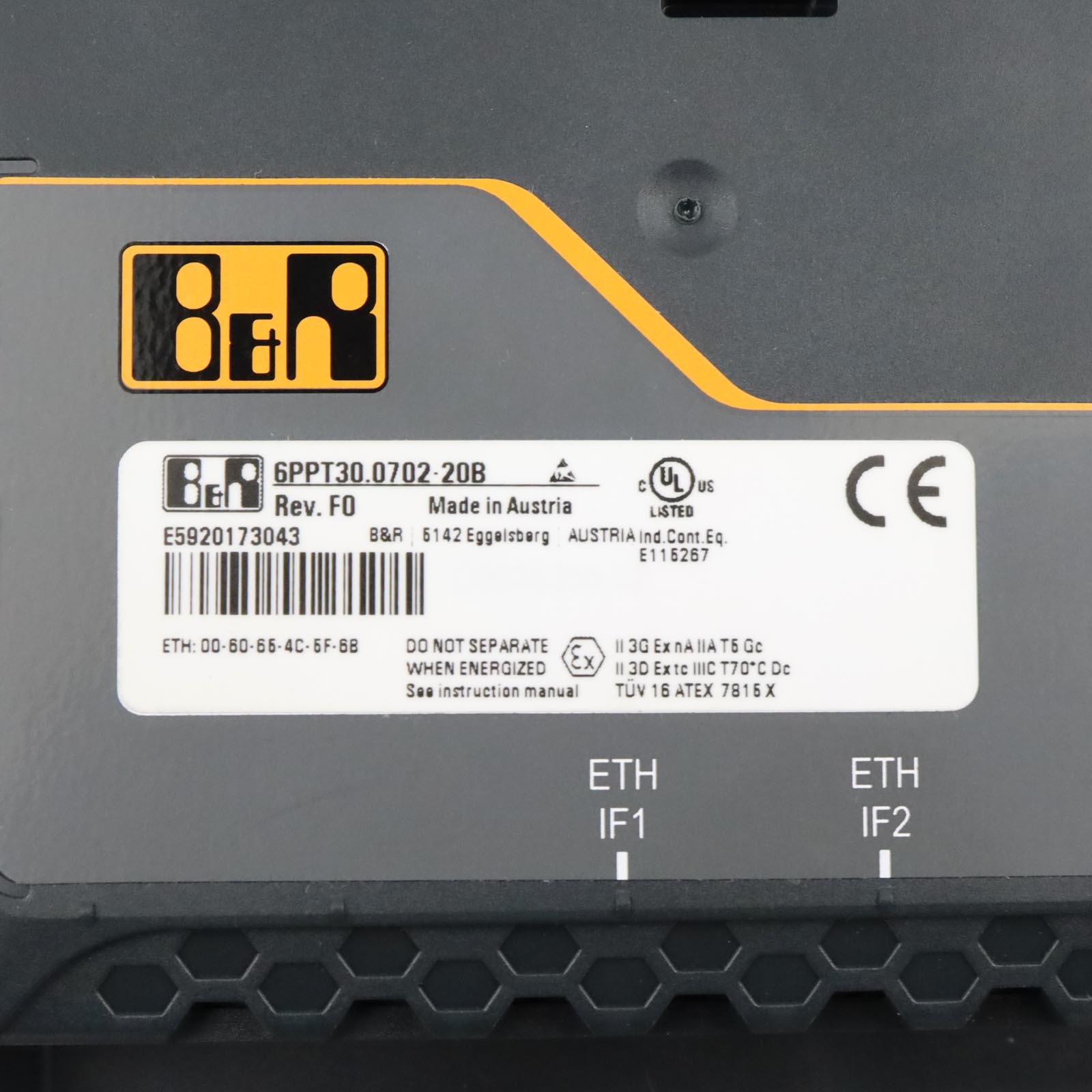 B&R Power Panel T30 6PPT30.0702-20B Rev. F0 NOV