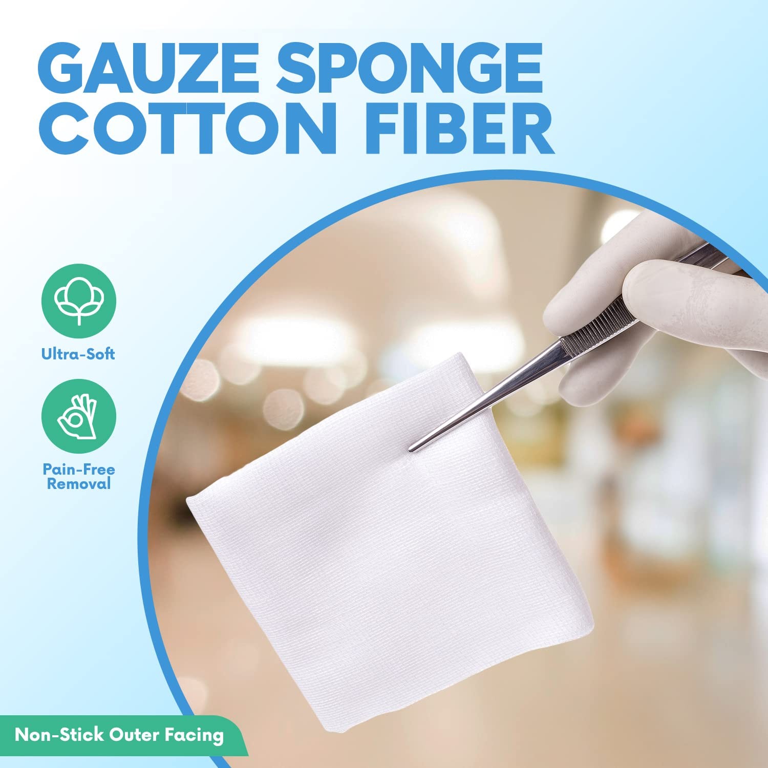 Gauze Pads 2″x2″ 200Pack, 4Ply NonWoven Sponges NonSterile, AllPurpose Denta…