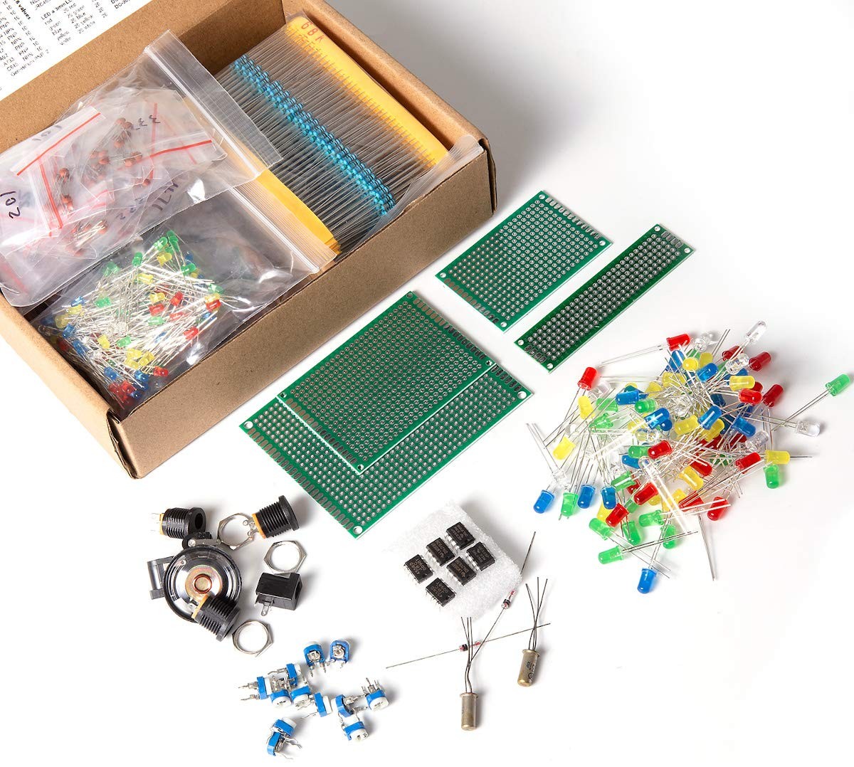Mega Electronic Component Kit Assortment Capacitors Resistors Led Transistors Di