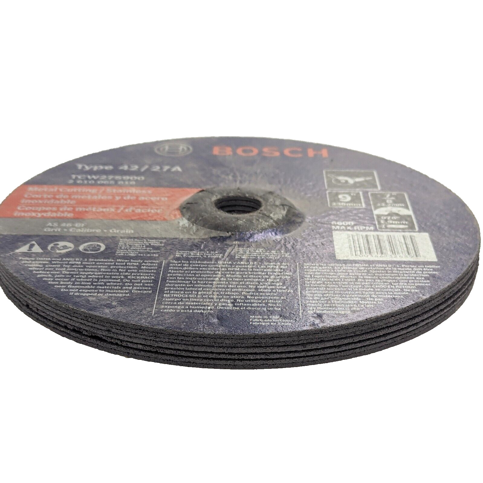7 Bosch Cut Off Wheel Type 42/27A Metal Cutting/Stainless 9″X7/8″ AS 46-BF Grit