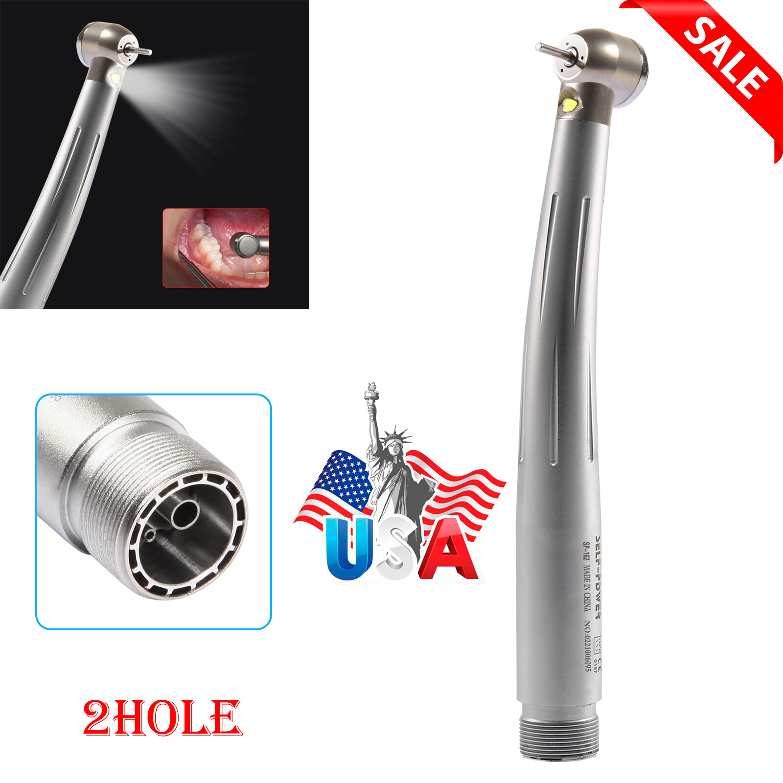 Dental Fiber Optic LED High Speed Handpiece 2H E-generator NSK Style Burr