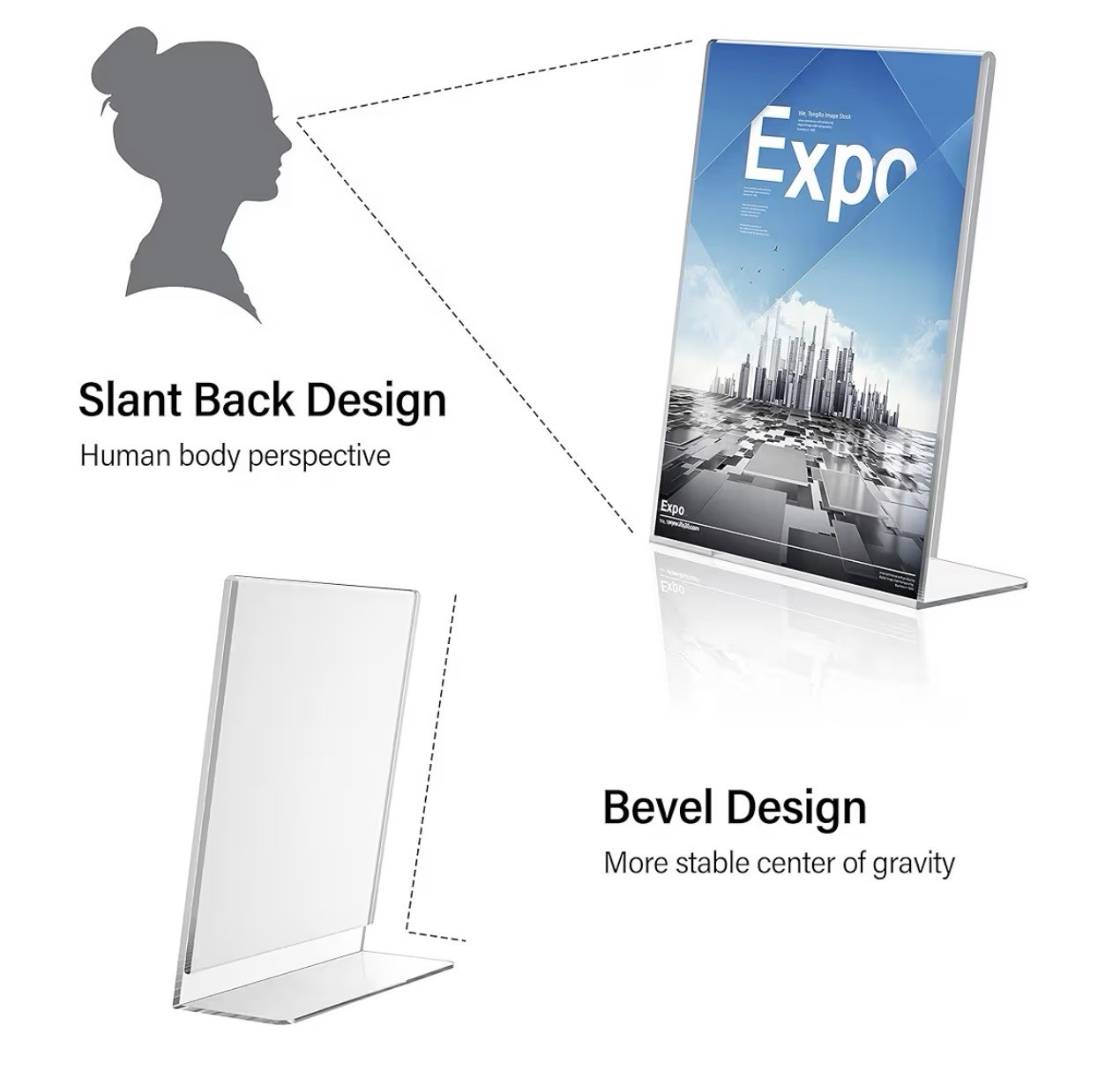 24 Pack Acrylic Sign Holder 8.5 x 11, Slant Back Display Stand, Clear Frames