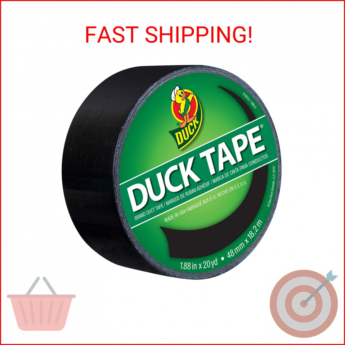 Duck Brand 1265013 Color Duct Tape, Single Roll, Black