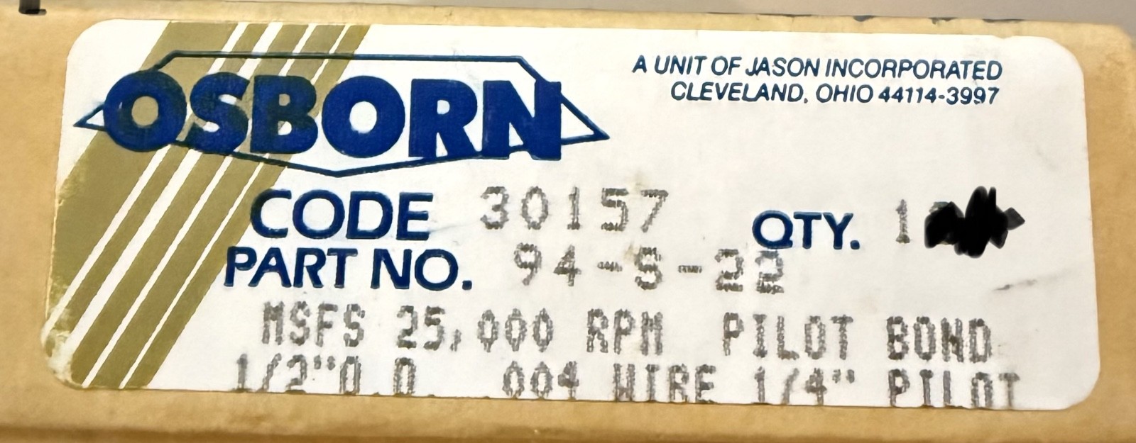 Osborn 30157 Stainless Pilot Bond Brush 94-S-22 1/2 OD 1/4 pilot .004 wire USA