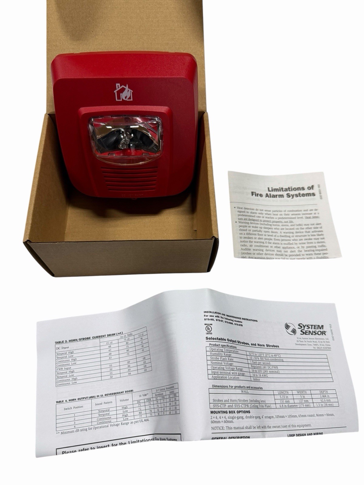 Honeywell System Sensor SYS-HS, Horn Strobe, Wall Mount NEW