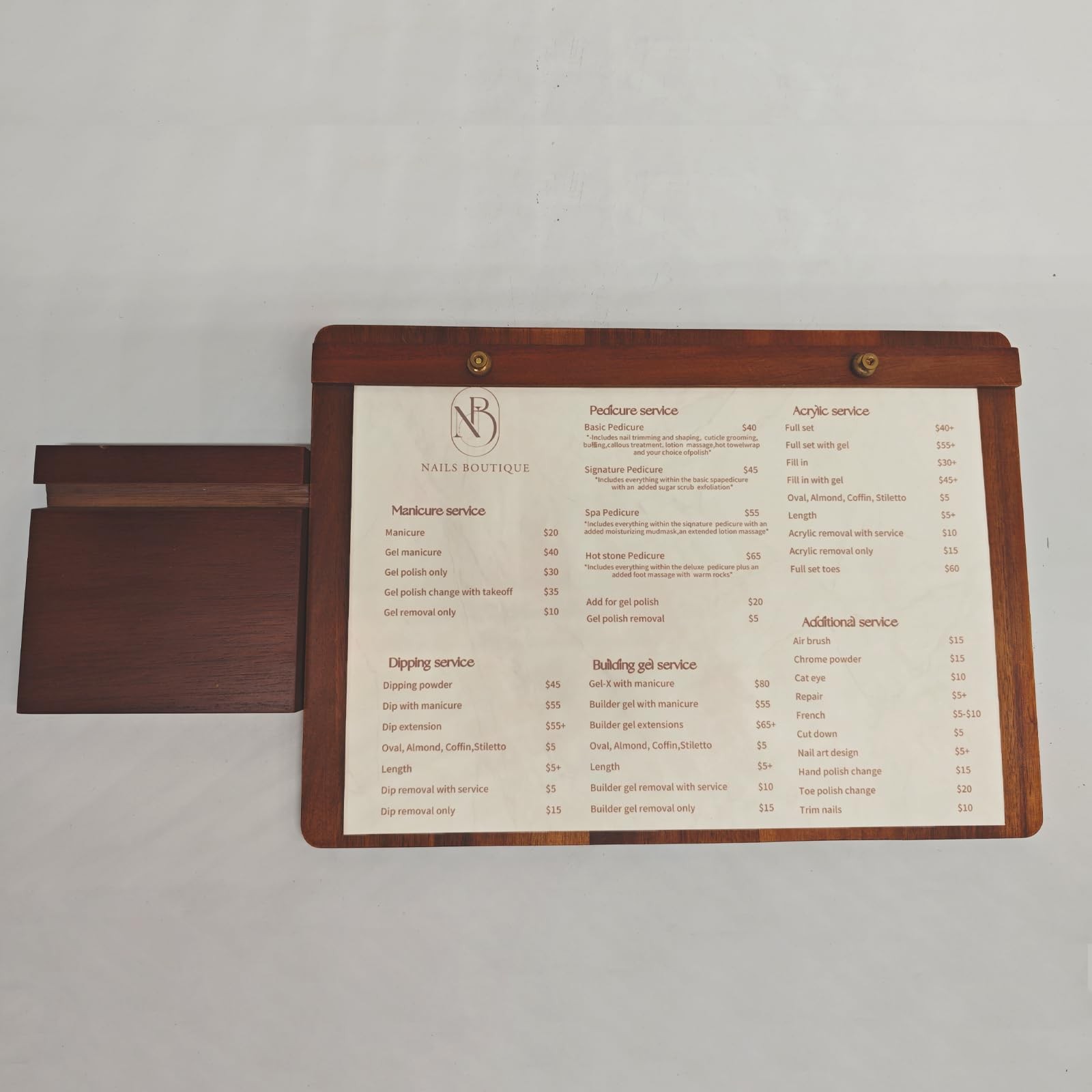 6.69×9.87in Solid Walnut 2-in-1 Menu Clipboard, Horizontal Stand