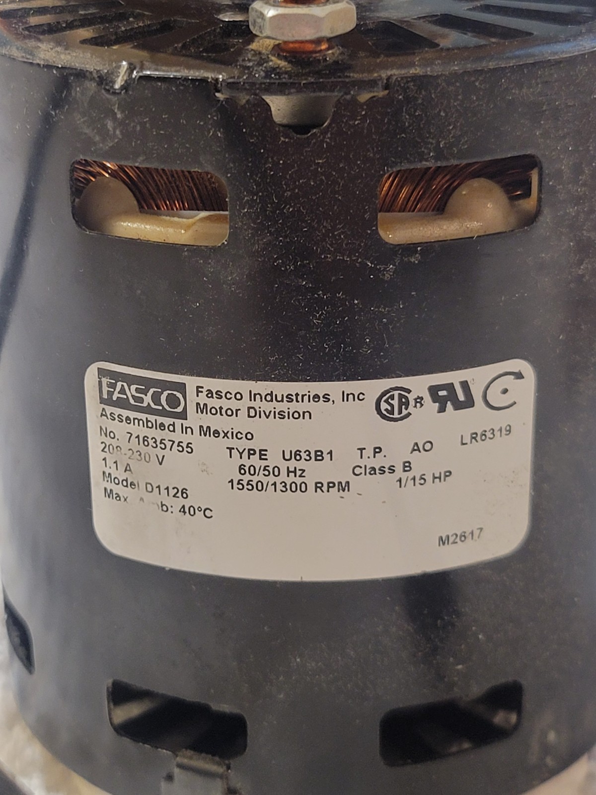 Fasco D1126 Motor New Open Box. S58-486 1/15HP 1550-1300RPM. Free Shipping