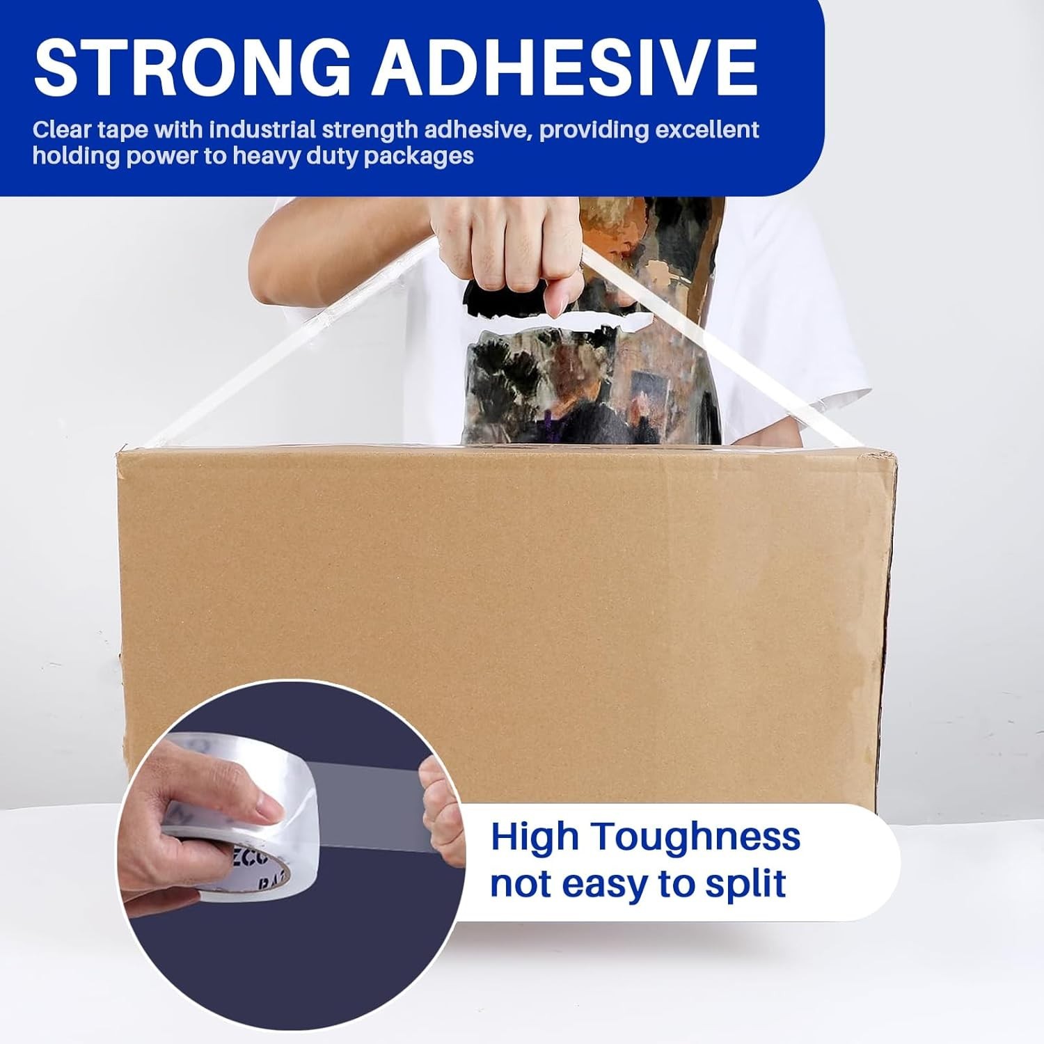 Clear Packing Tape, 12 Rolls Heavy Duty Packaging Tape with Dispensers for Pa…