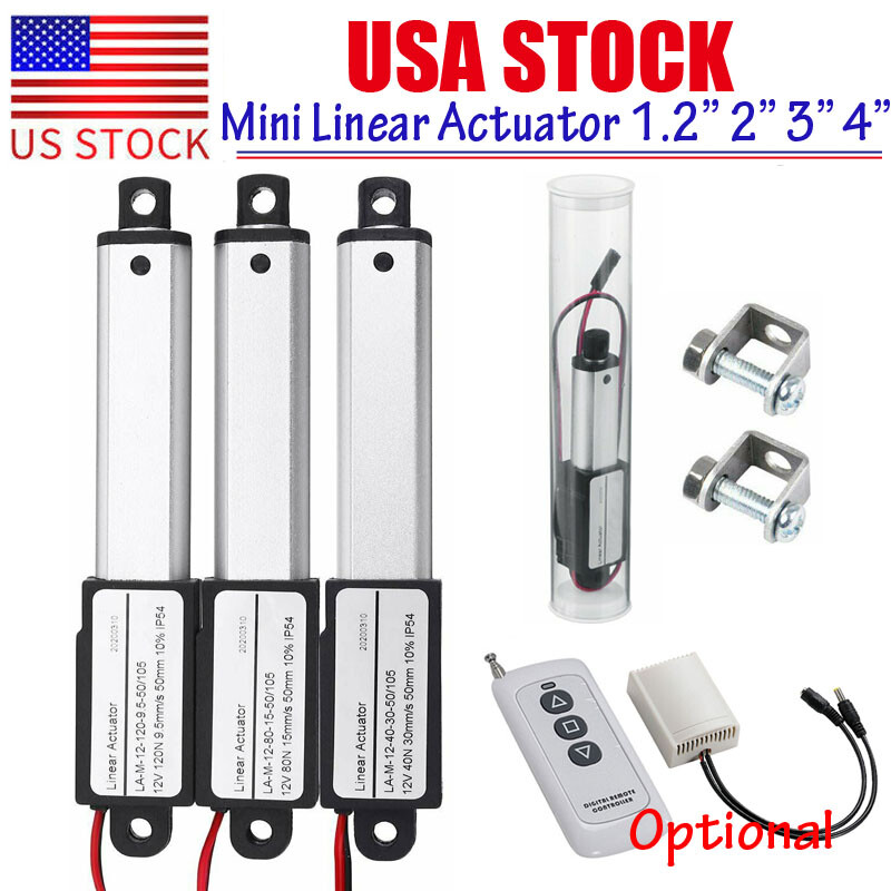 1.18″ 2″ 3″ 4 inch Mini Mirco 12V Electric Linear Actuator Stroke Fast upto 6″/s