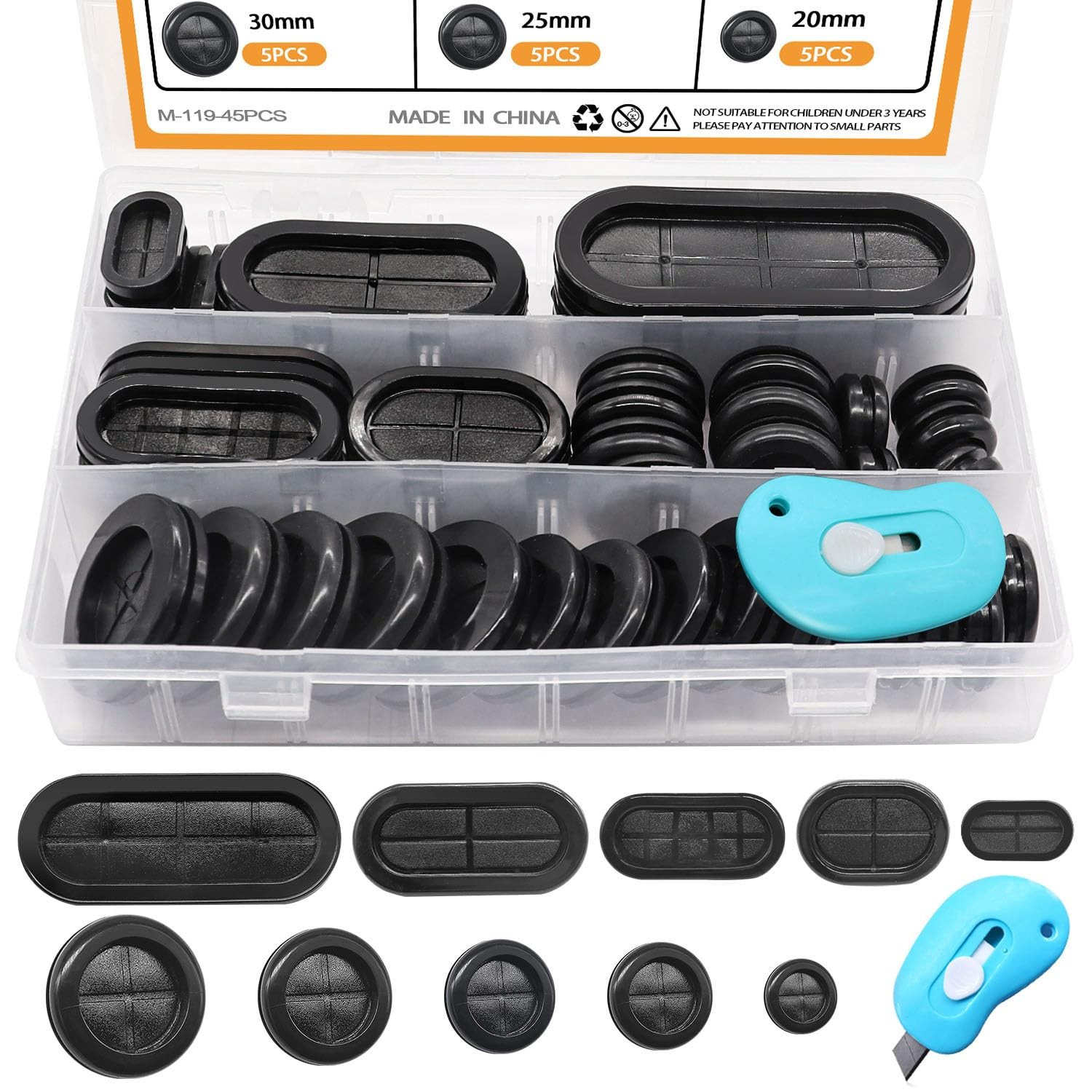 Cable Wire Grommet Kit mankk 45PCS Rubber