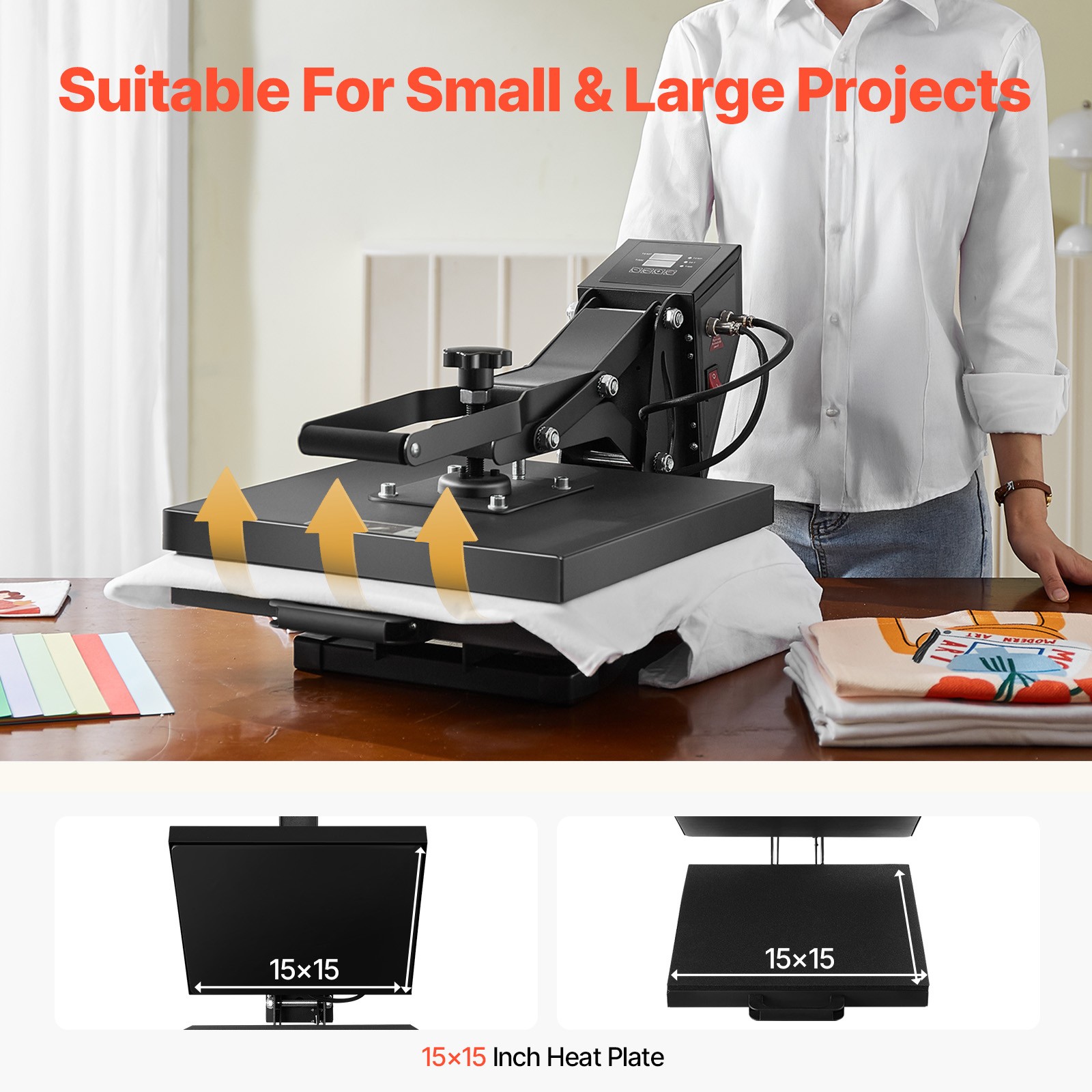 Uimoso 15 x 15 Inch Heat Press Machine for T-Shirt Sublimation and DIY Printing