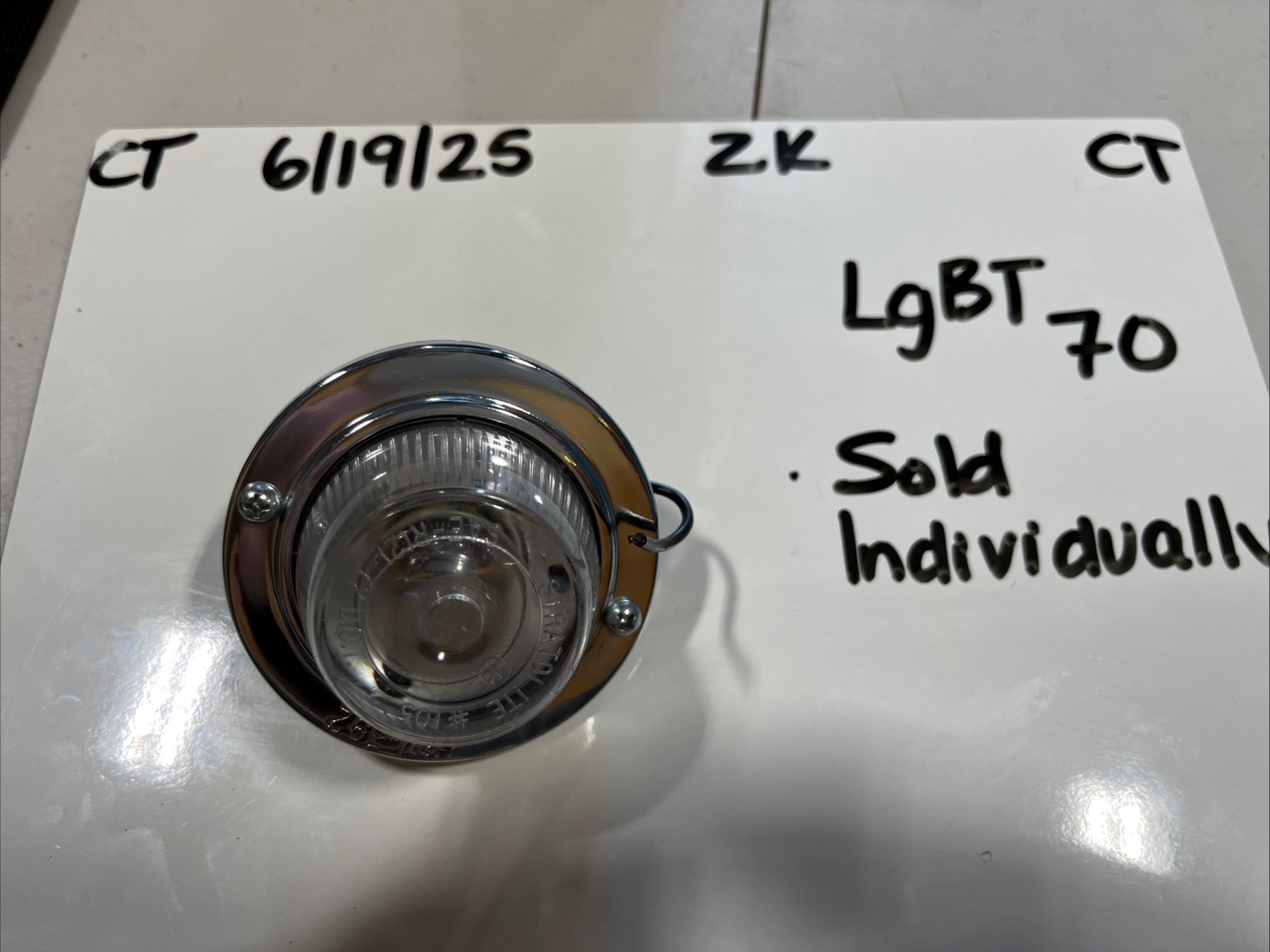 Back up light Stratolite #105 SAE-R(2)-72 Clear PM-392 Chromed Bezel Vintage