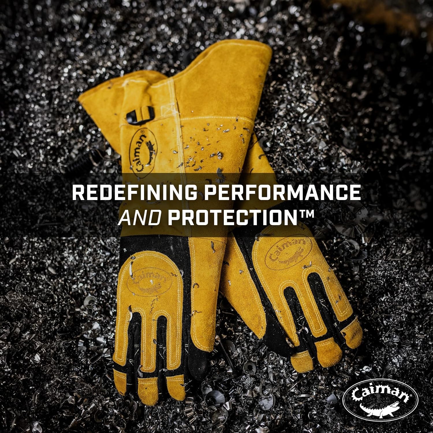Caiman 1878-5 1878 Welding Gloves, Extended Gauntlet Cuff, Wing Thumb, Premium